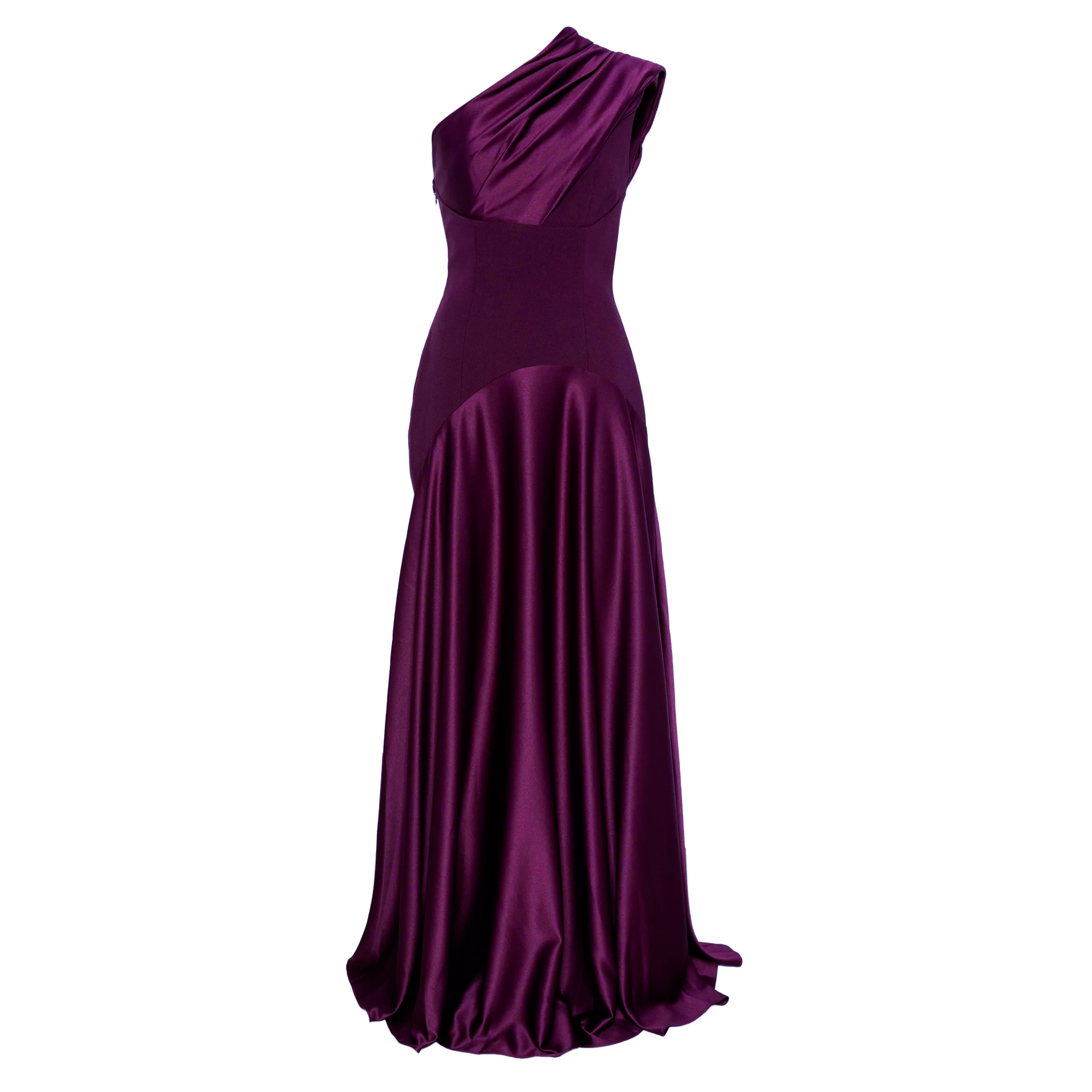Gabriela One-Shoulder Satin Maxi Dress