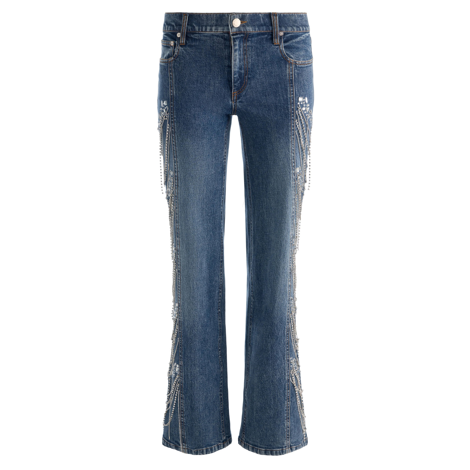 Roxie Low Rise Embellished Straight-Leg Jeans