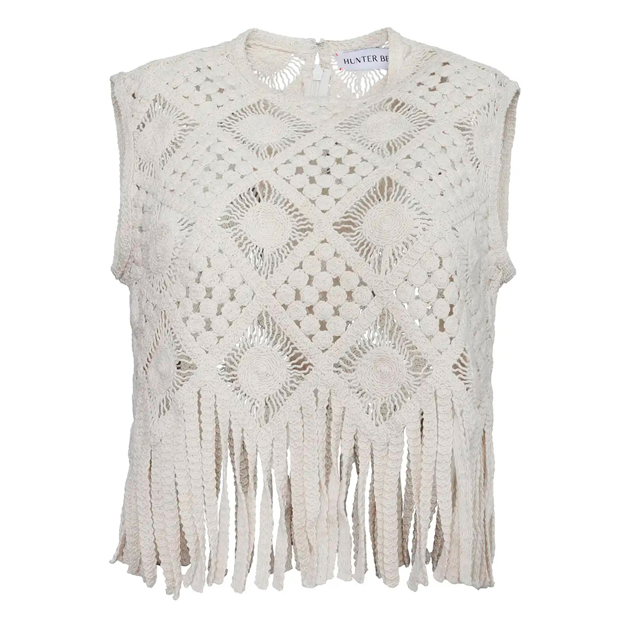 Astor Sleeveless Macrame Fringe Trim Top