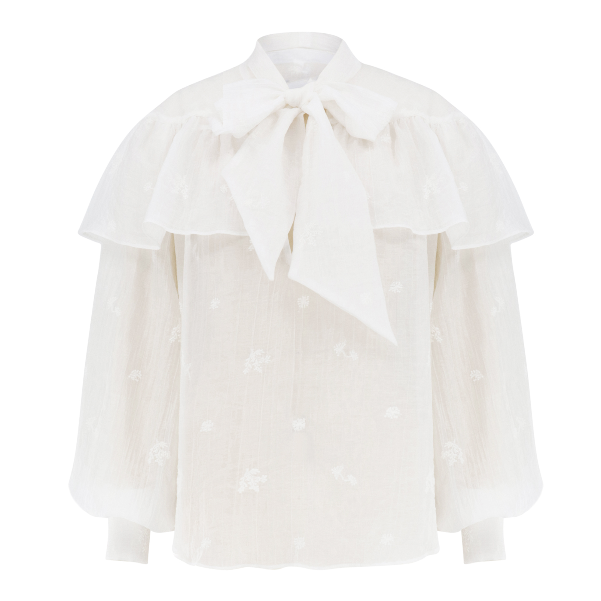 Marilou Long Sleeve Tie-Neck Ruffle Shirt