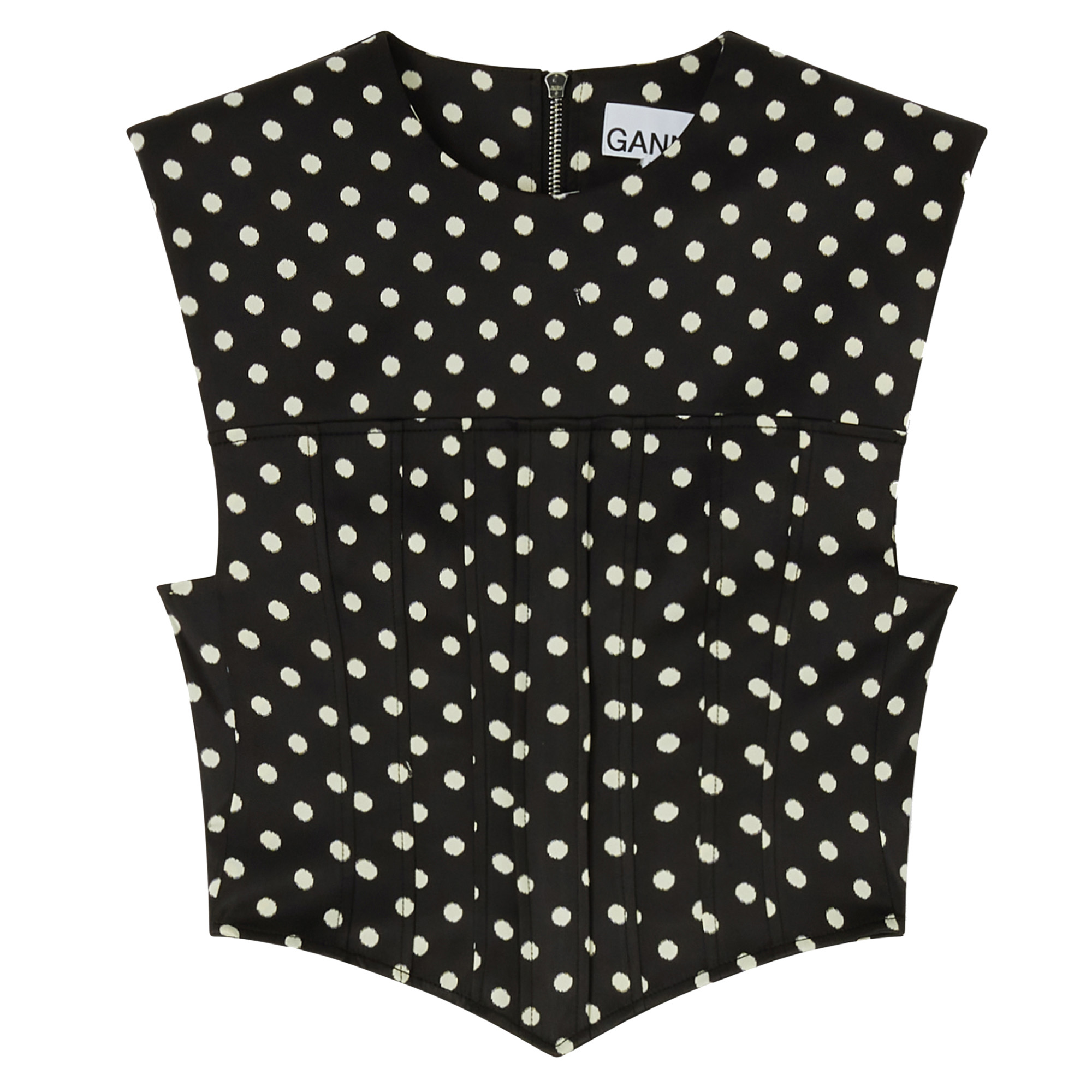 Polka-Dot Double Satin Corset Top