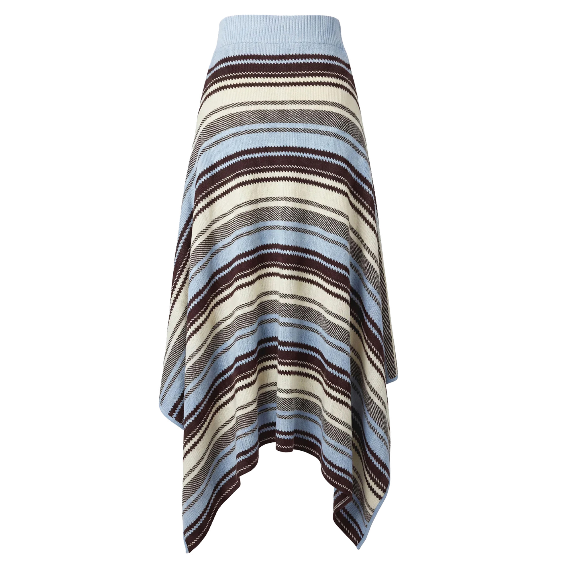 Striped Jacquard Asymmetrical Hem Midi Skirt