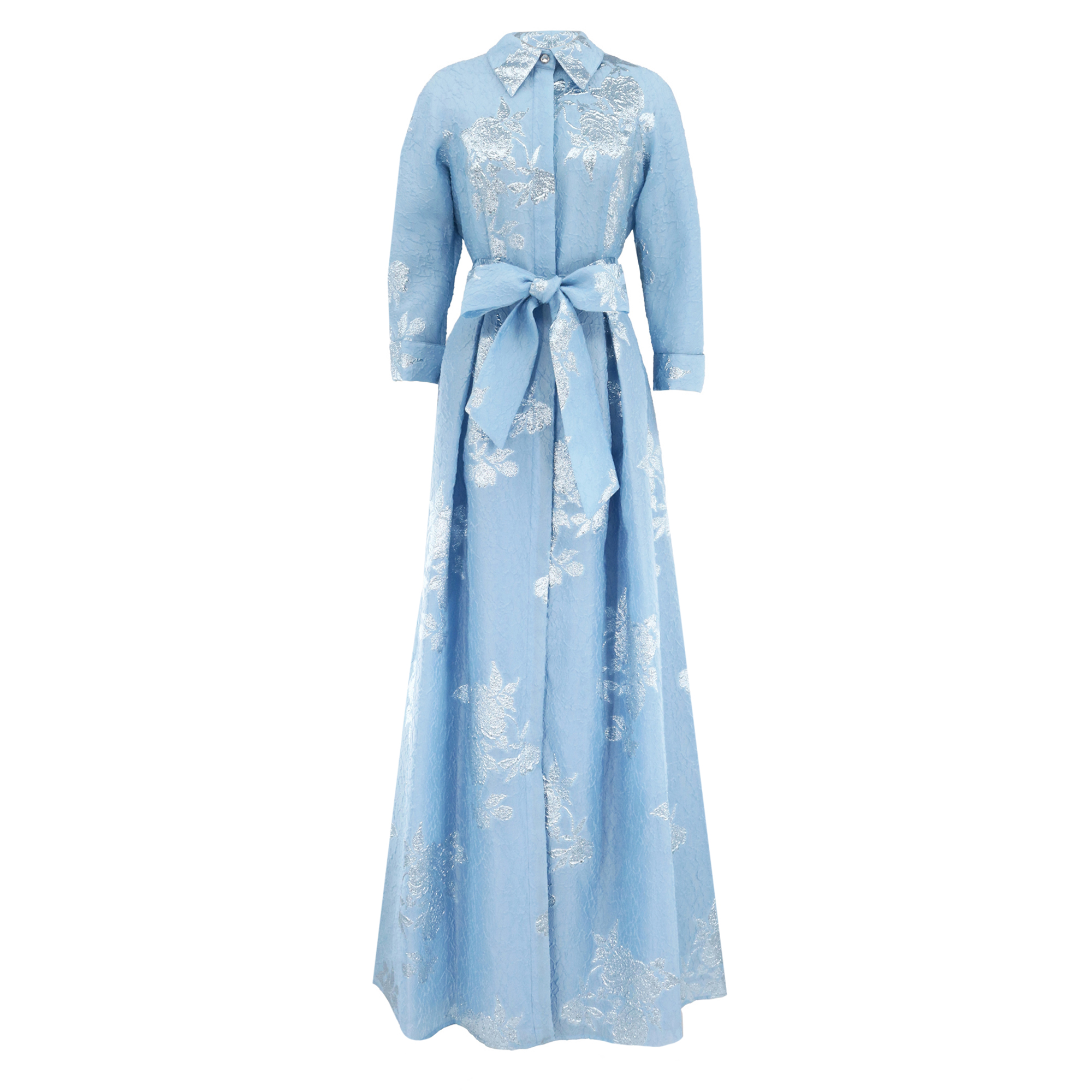Metallic Jacquard Shirt Waist Gown
