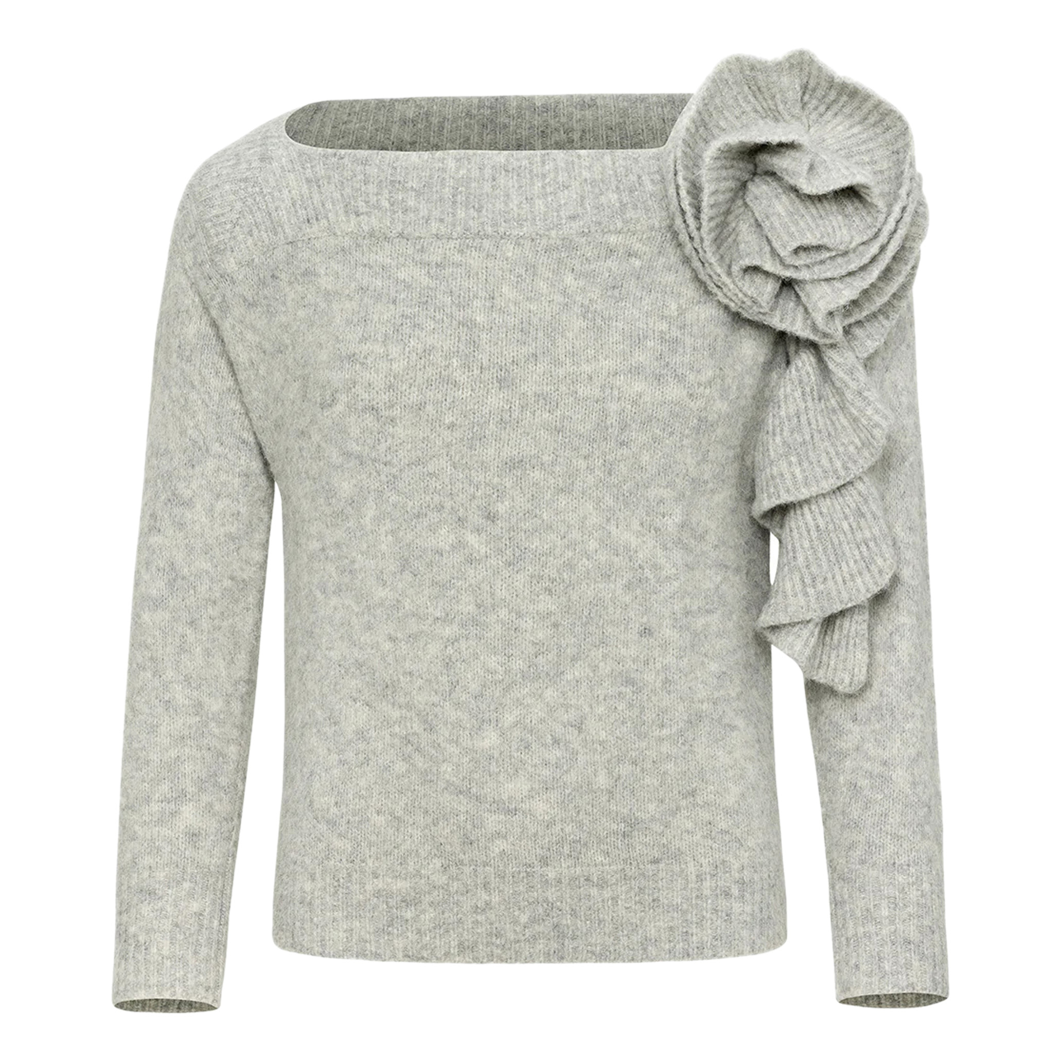 Odin Long Sleeve Corsage Detail Asymmetrical Sweater