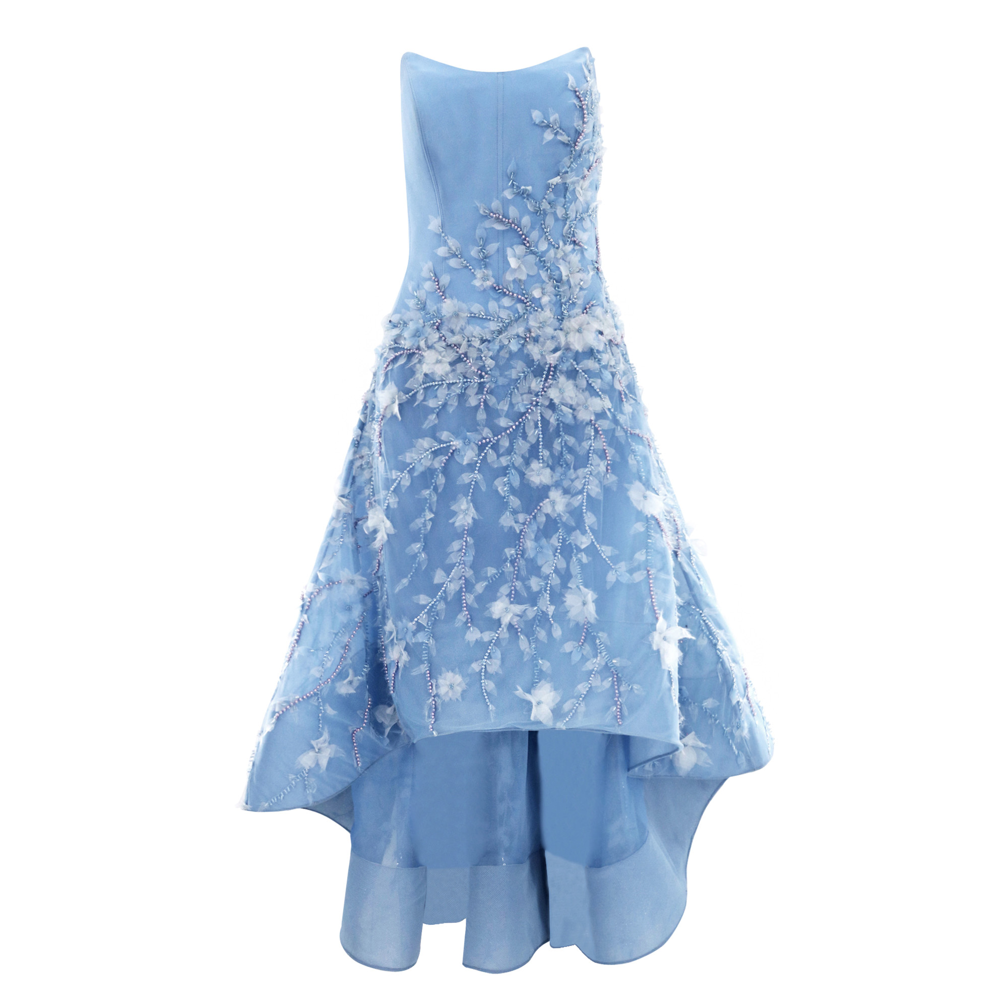 High-Low Strapless Embellished Dress