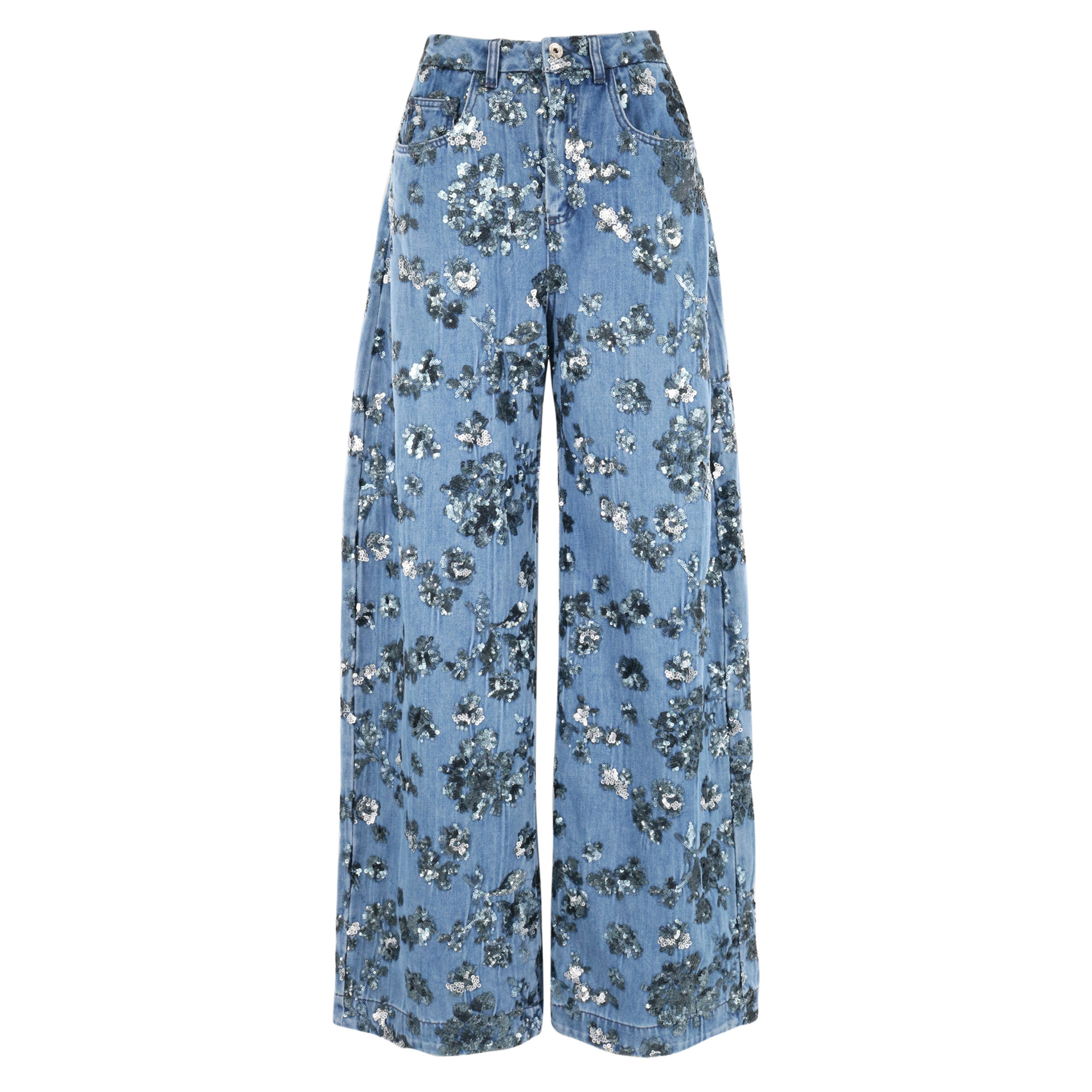 Sequin Embroidered Boyfriend Pants
