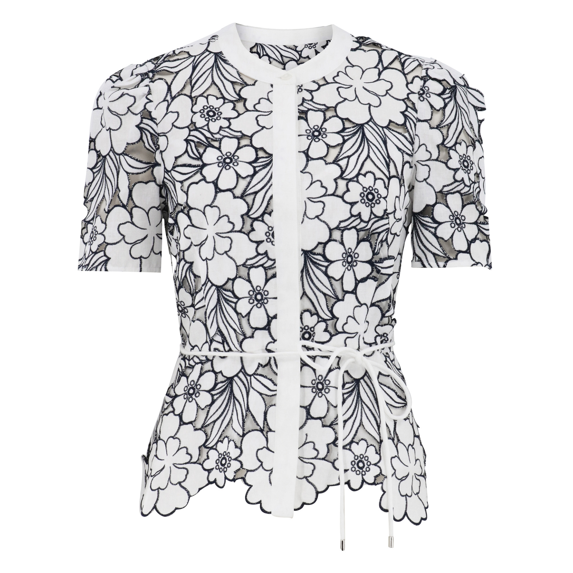 Bree Short Sleeve Embroidered Cutwork Top
