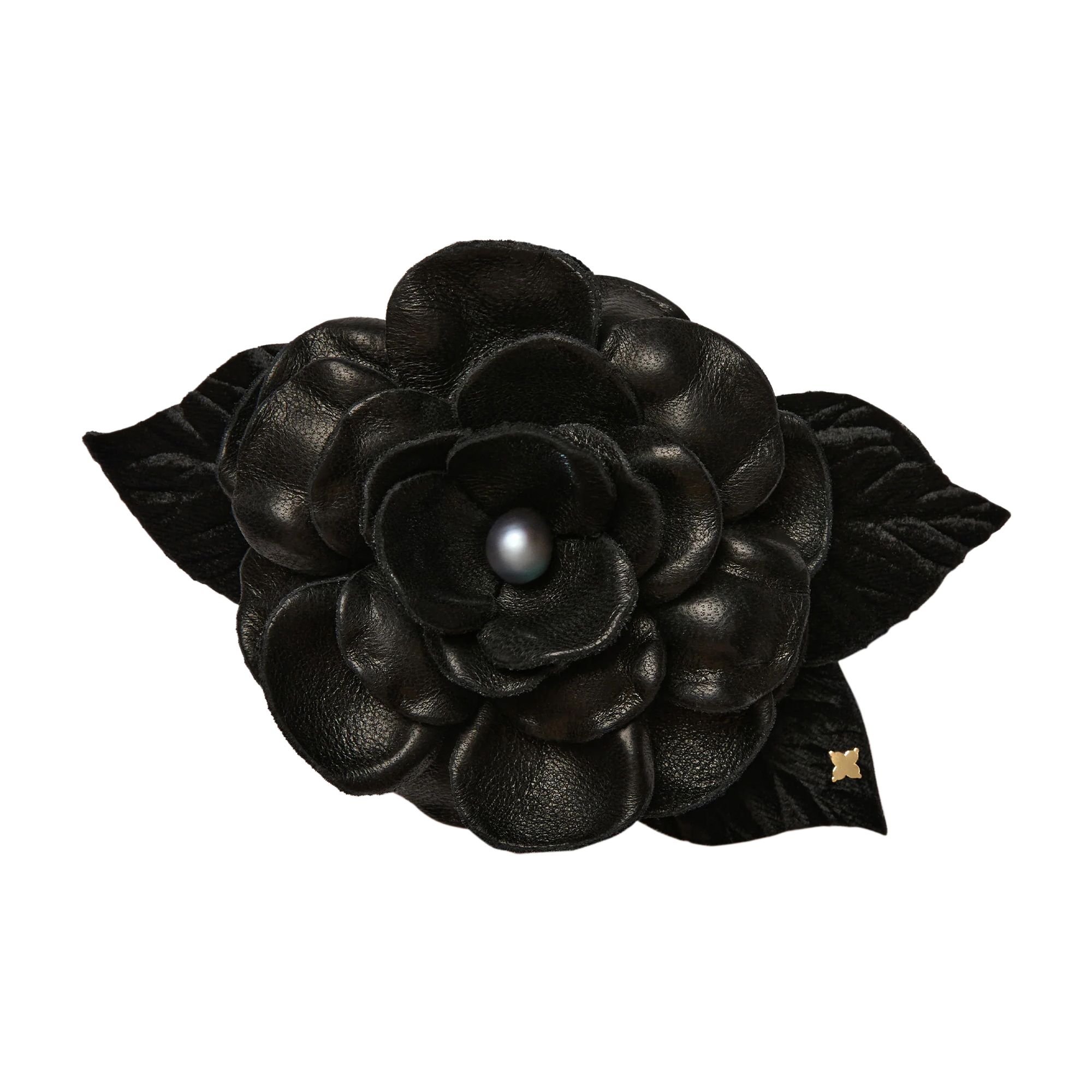 Small Leather Gardenia Brooch