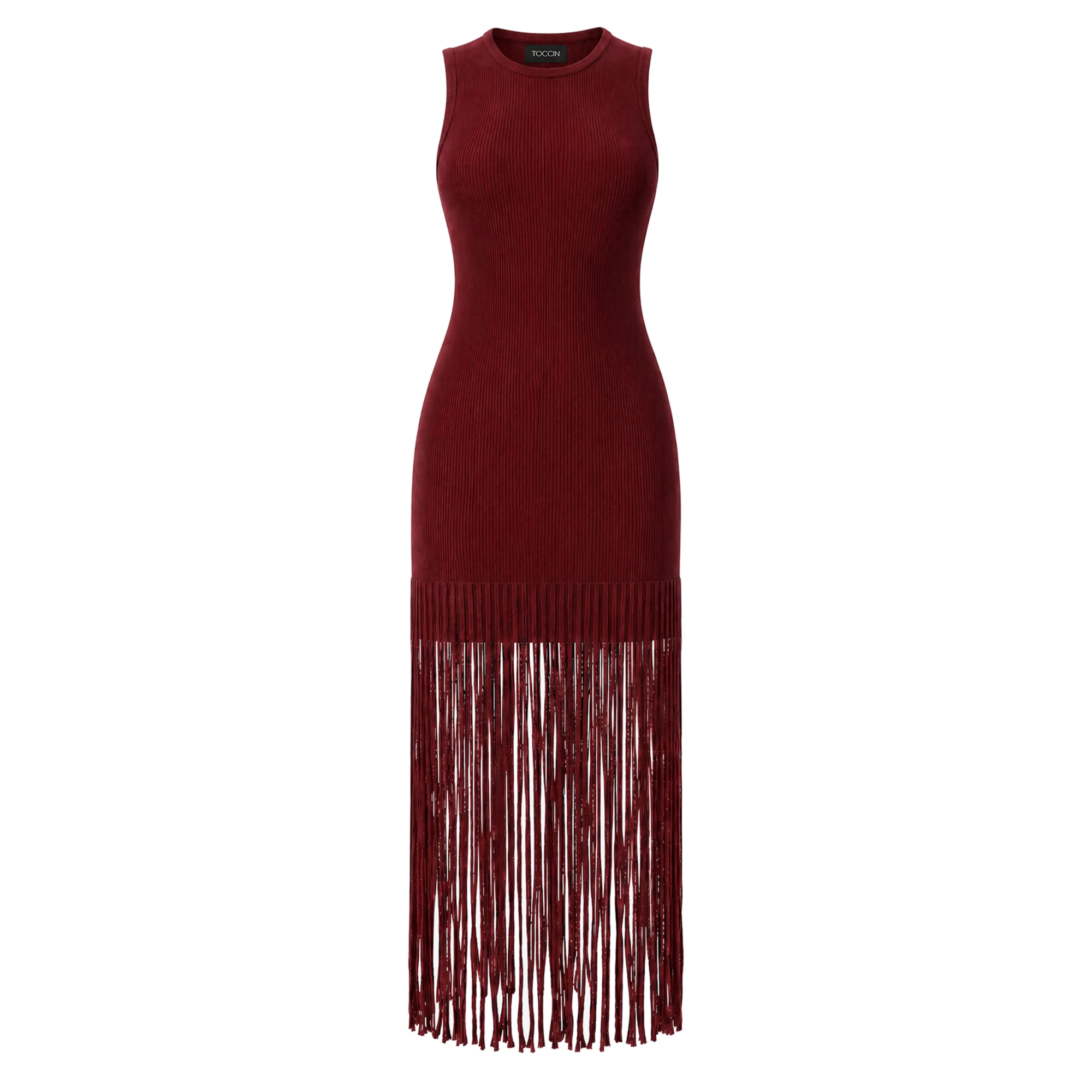 Margaux Sleeveless Racer Mini Dress With Fringe