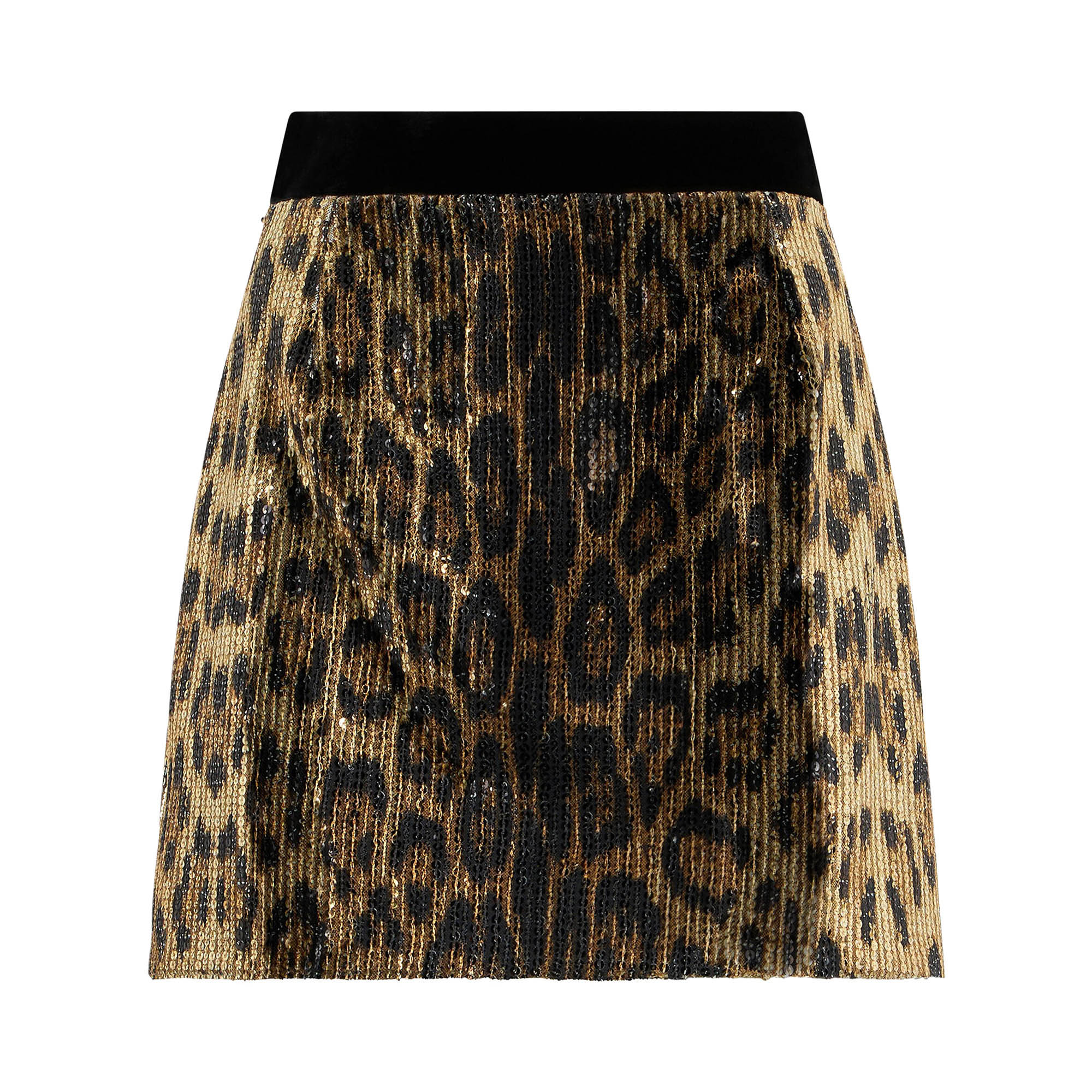 Sequin Leopard Print Mini Skirt