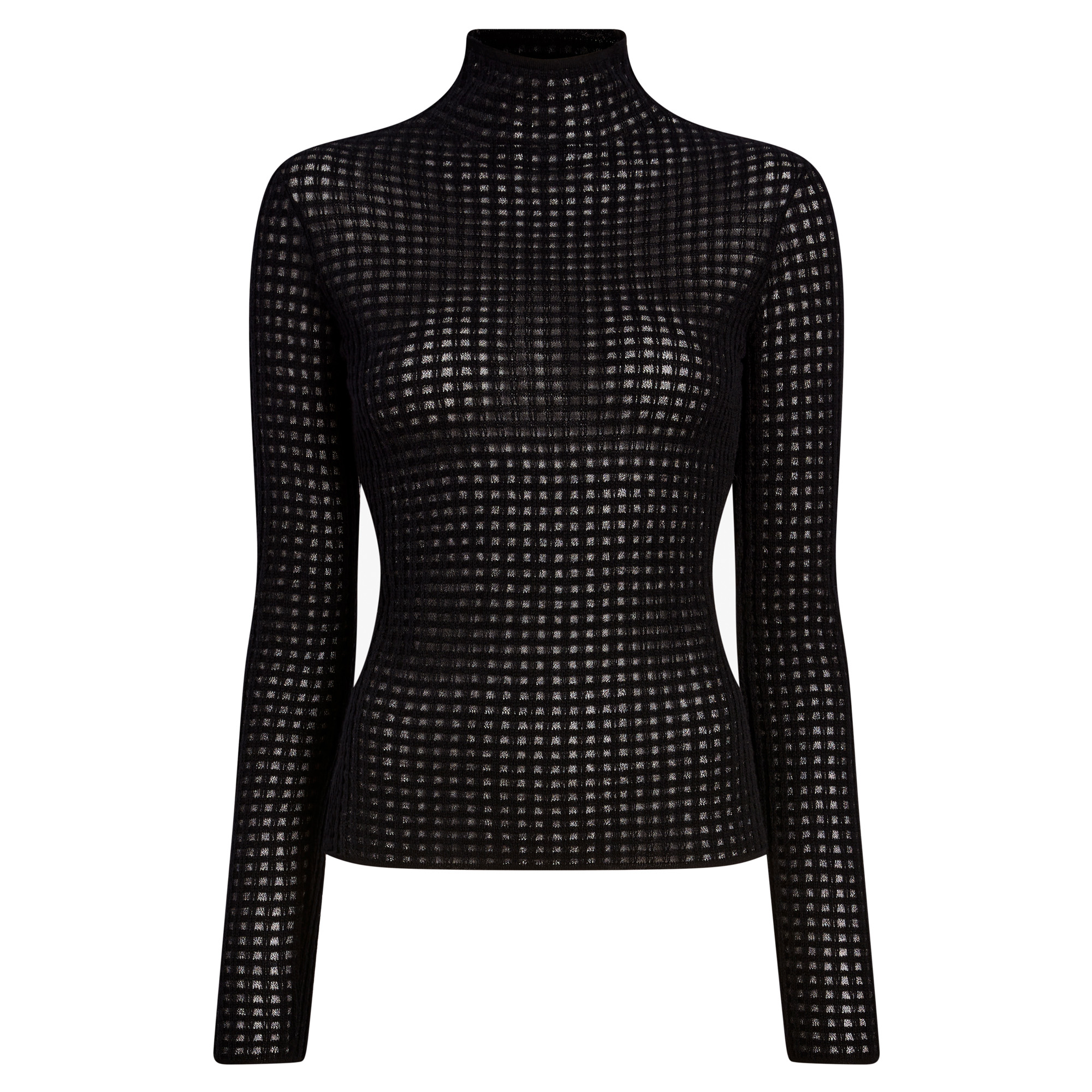 Zella Top Long Sleeve Turtleneck Top In Check Merino