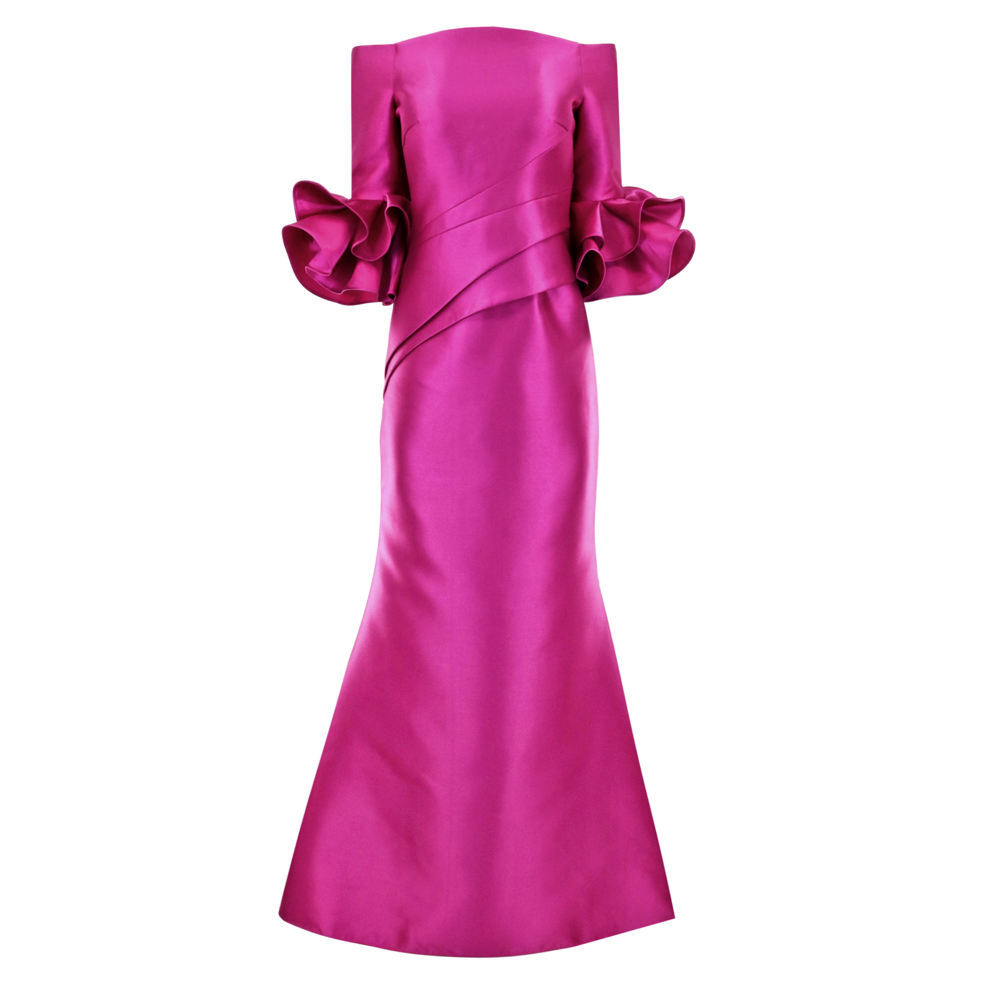 Off Shoulder Gown With Flounce Sleeve