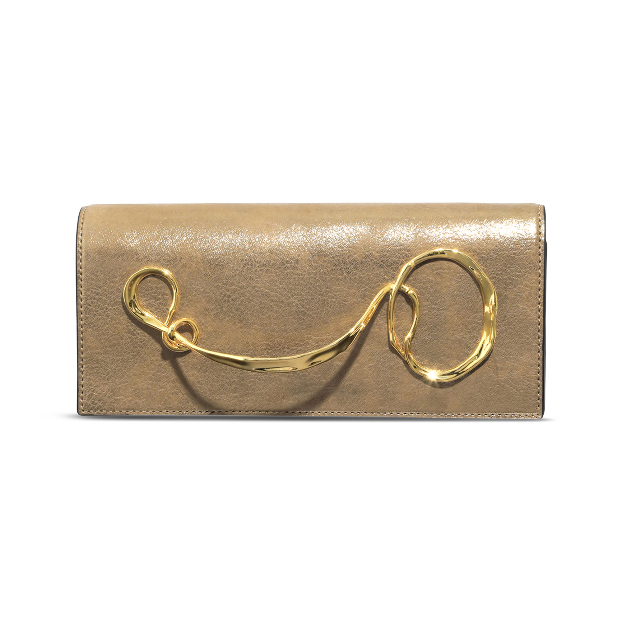 Twisted Gold Slide Handle Clutch
