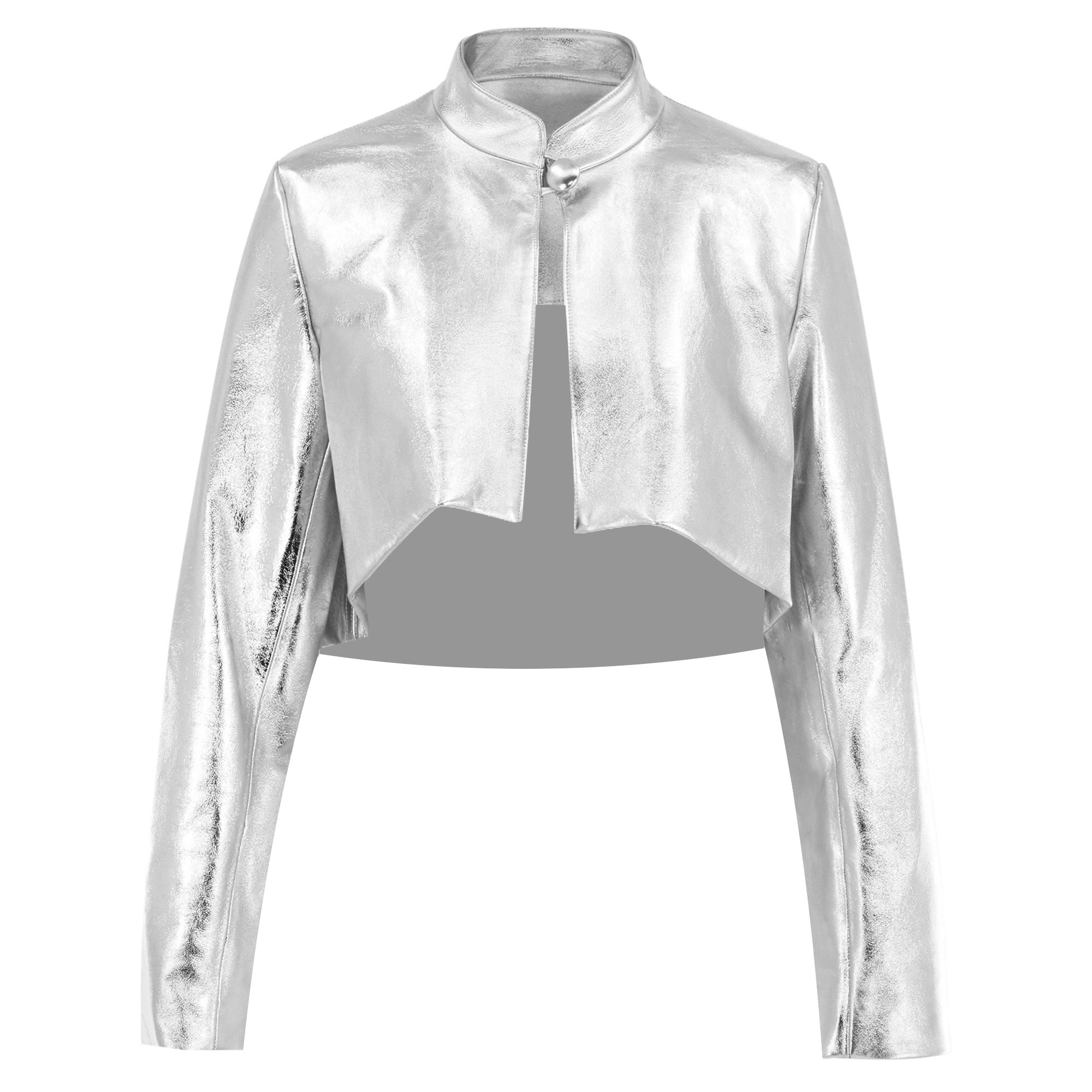 Metallic Leather Umbrella Jacket