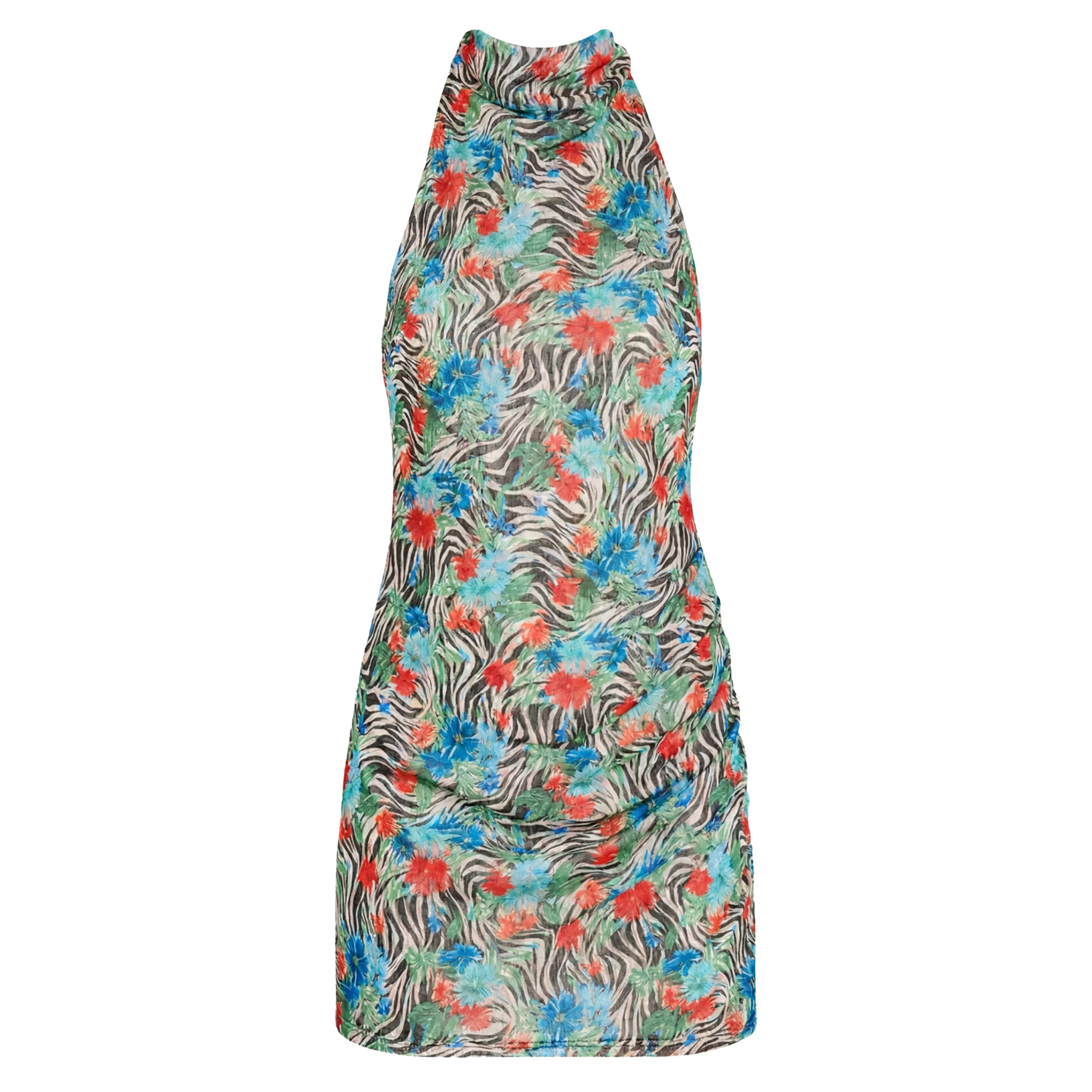 Chantel High Cowl Neck Satin Mini Dress