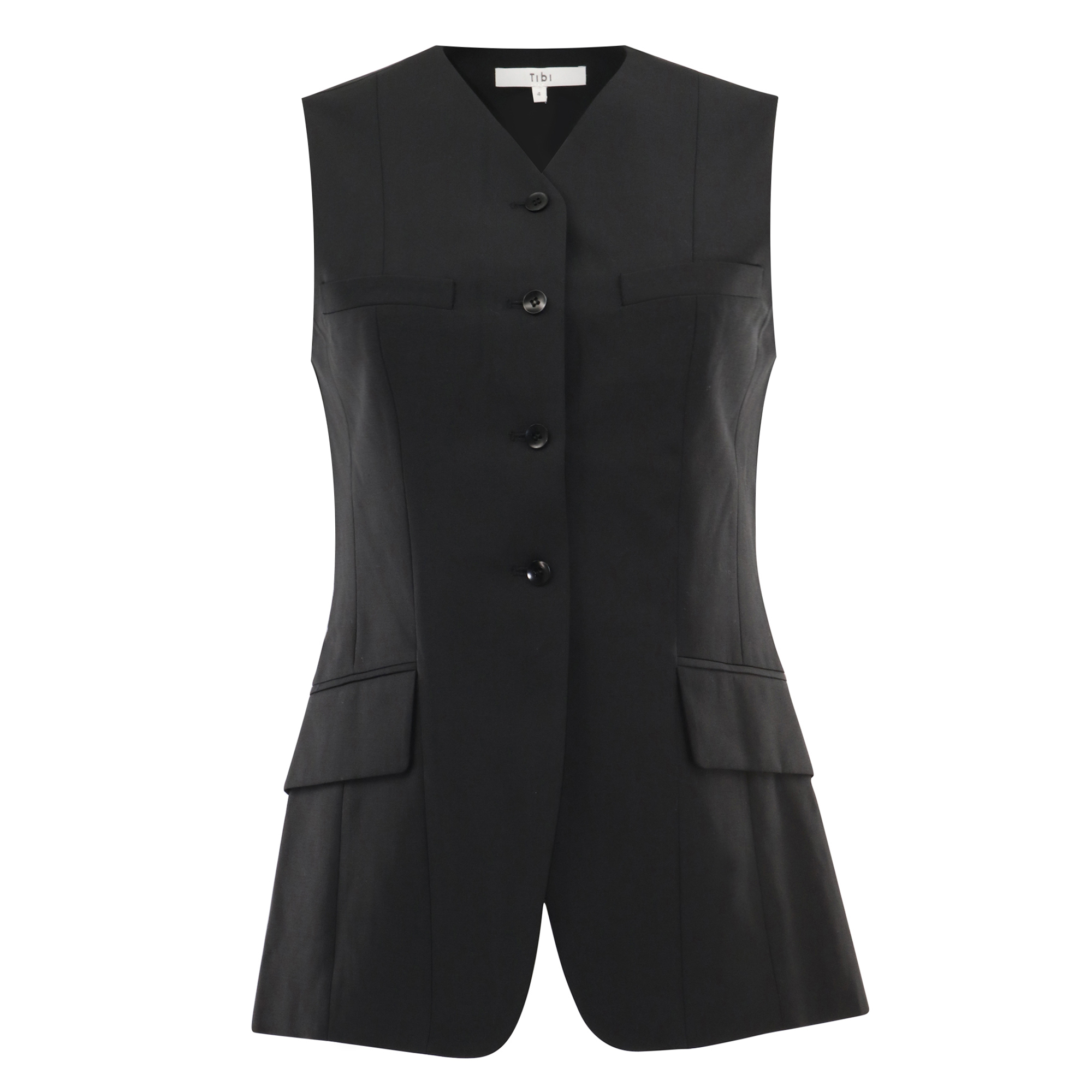 Recycled Tropical Wool Vest With Blousant Back