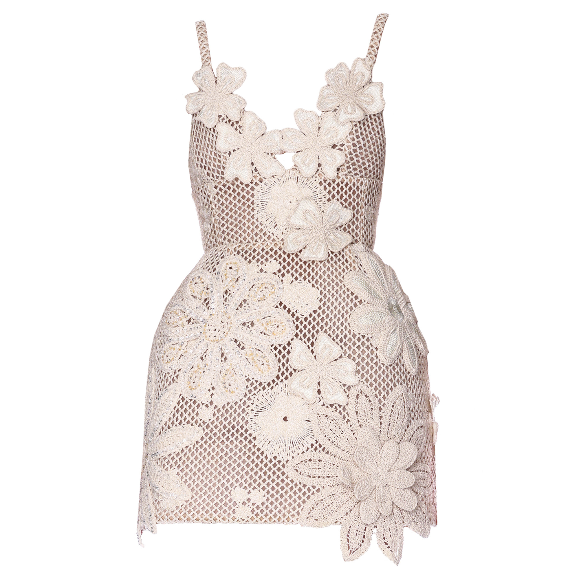 Tessa Sleeveless 3D Floral Crochet Mini Dress