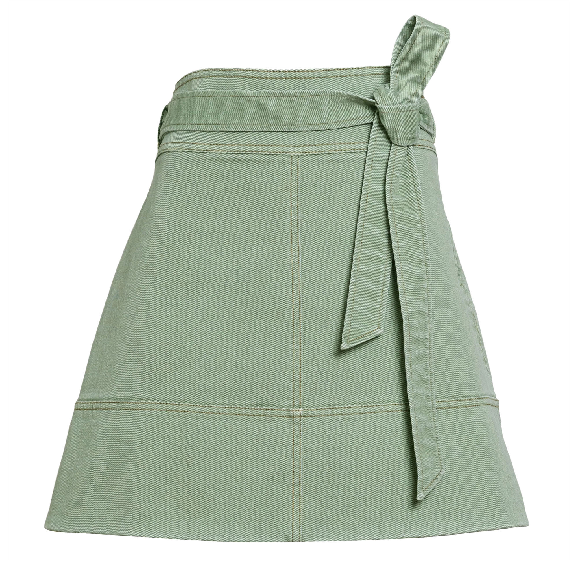 Courtney Belted A-Line Denim Mini Skirt