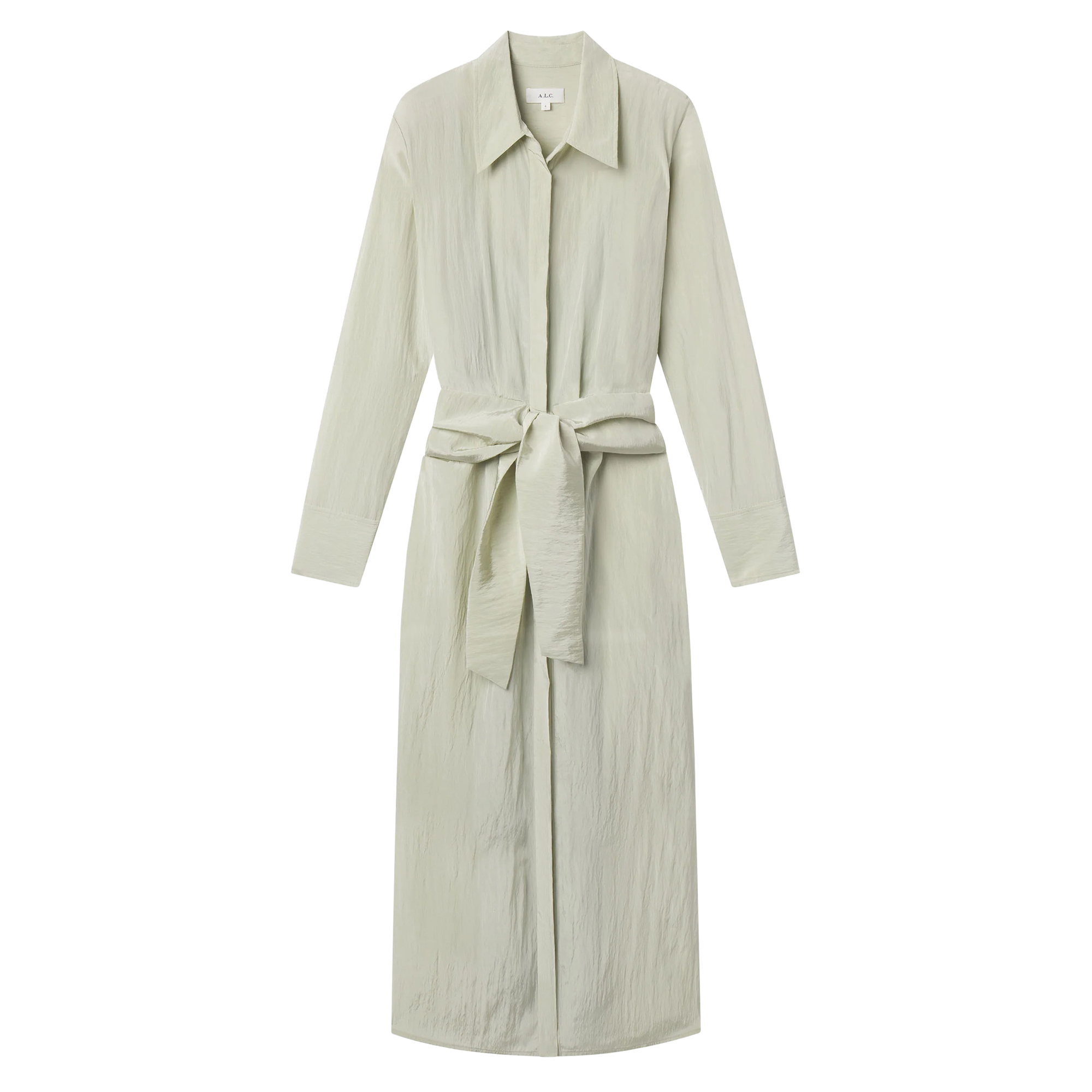 Mila Long Sleeve Washed Taffeta Midi Shirtdress