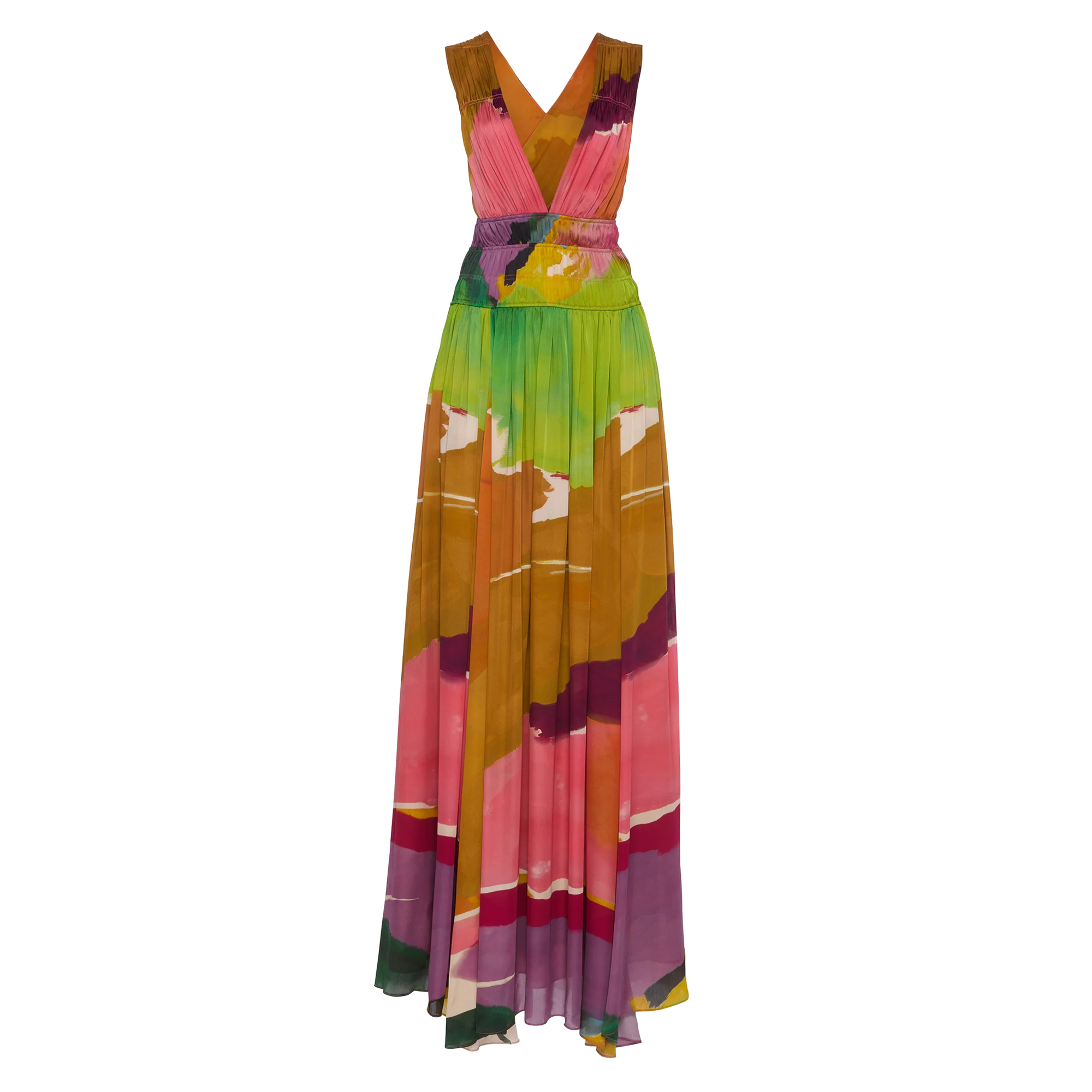 Boheme Sleeveless V-Neck Silk Gown
