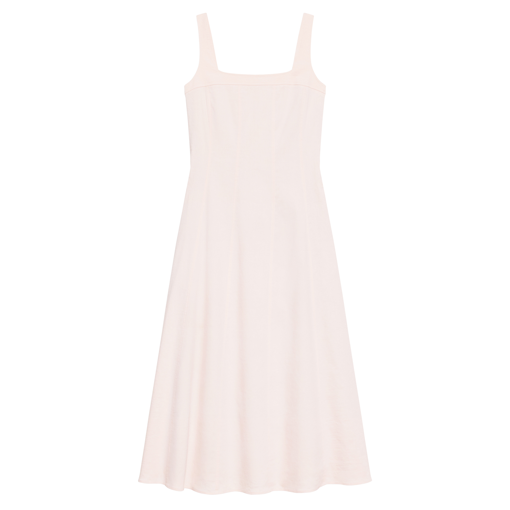 Sleeveless Square Neck Seamed Midi Dress