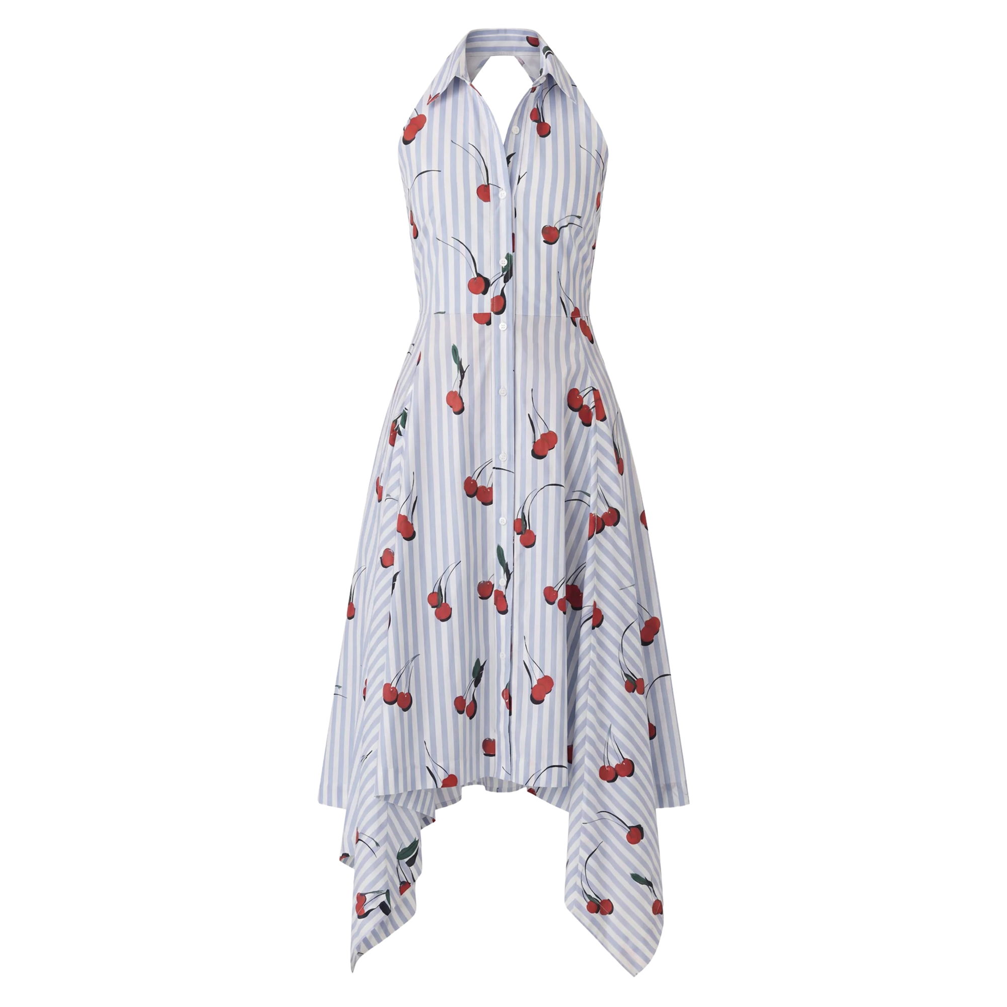 Bunny Ear Tie Handkerchief Cherry Midi Dress