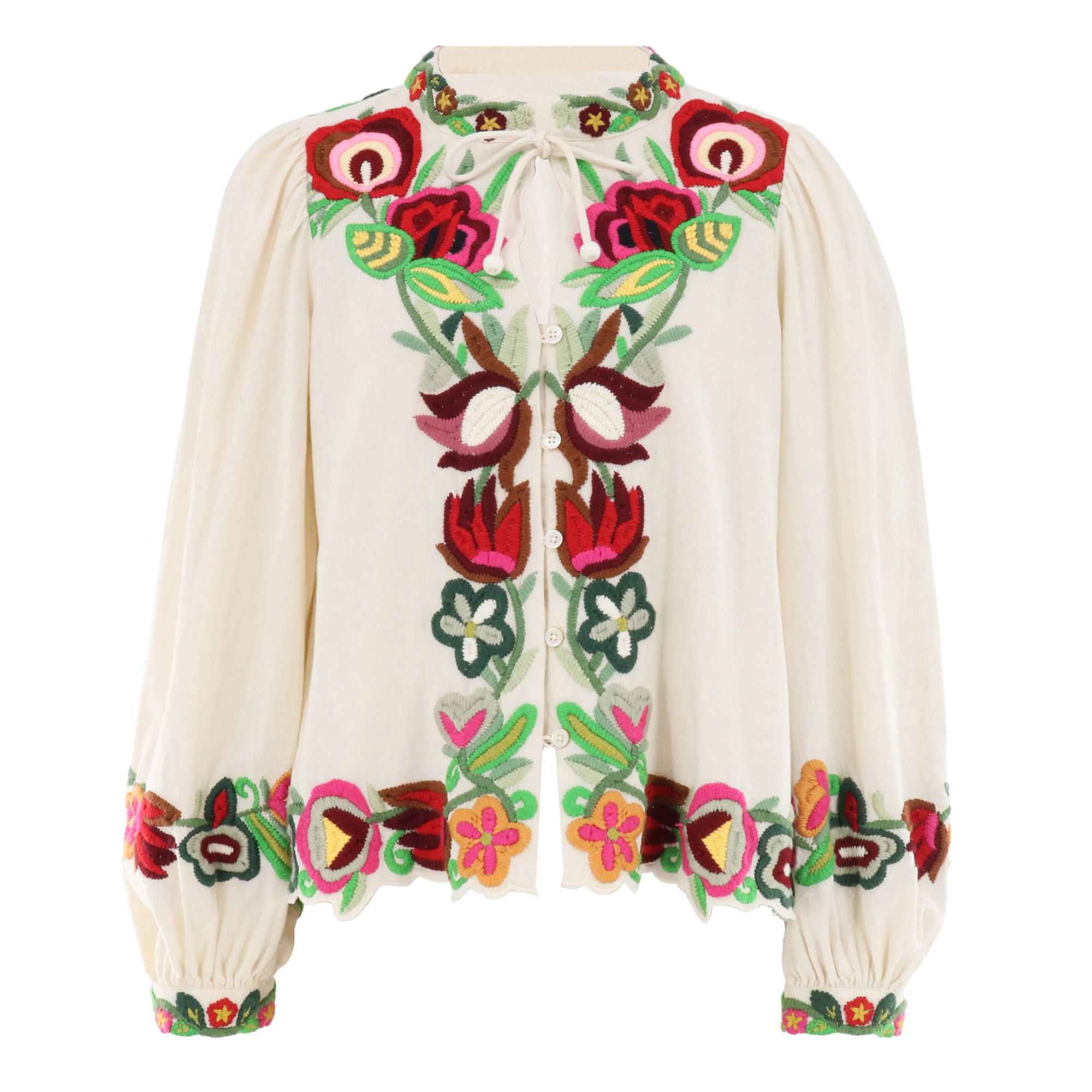 Wilhelmina Embellished Long Sleeve Top