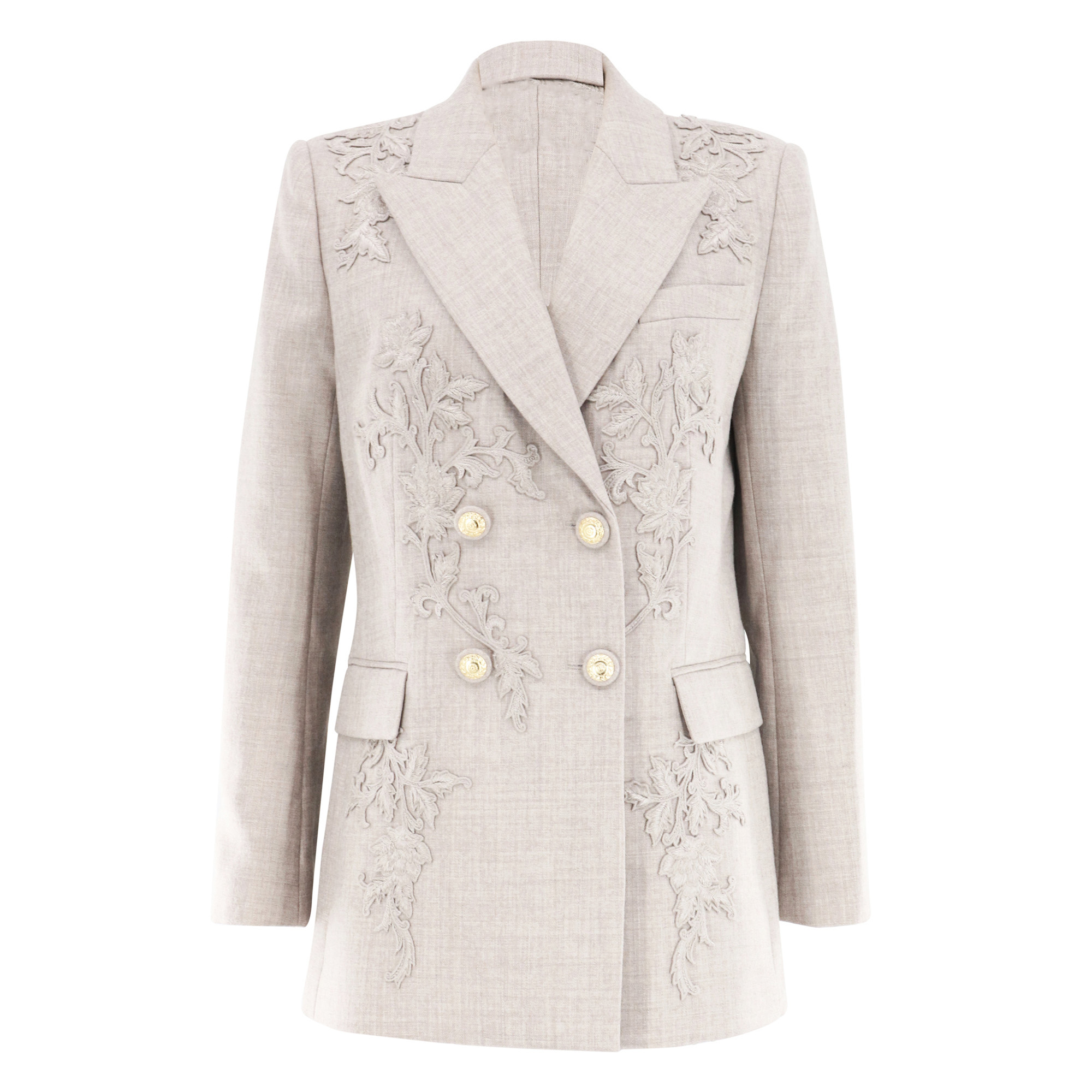 Violet Embroidered Double-Breasted Jacket