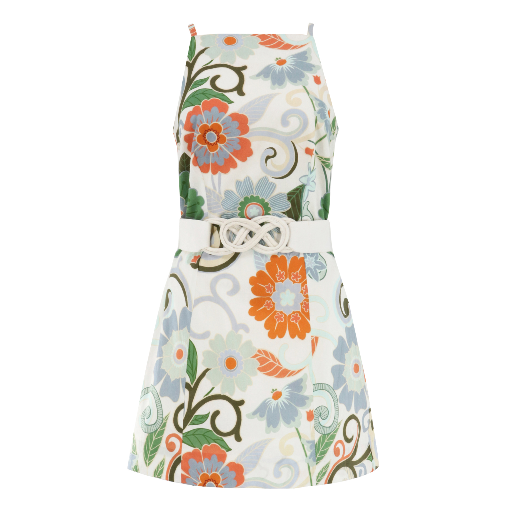 Havana Sleeveless Belted Mini Dress