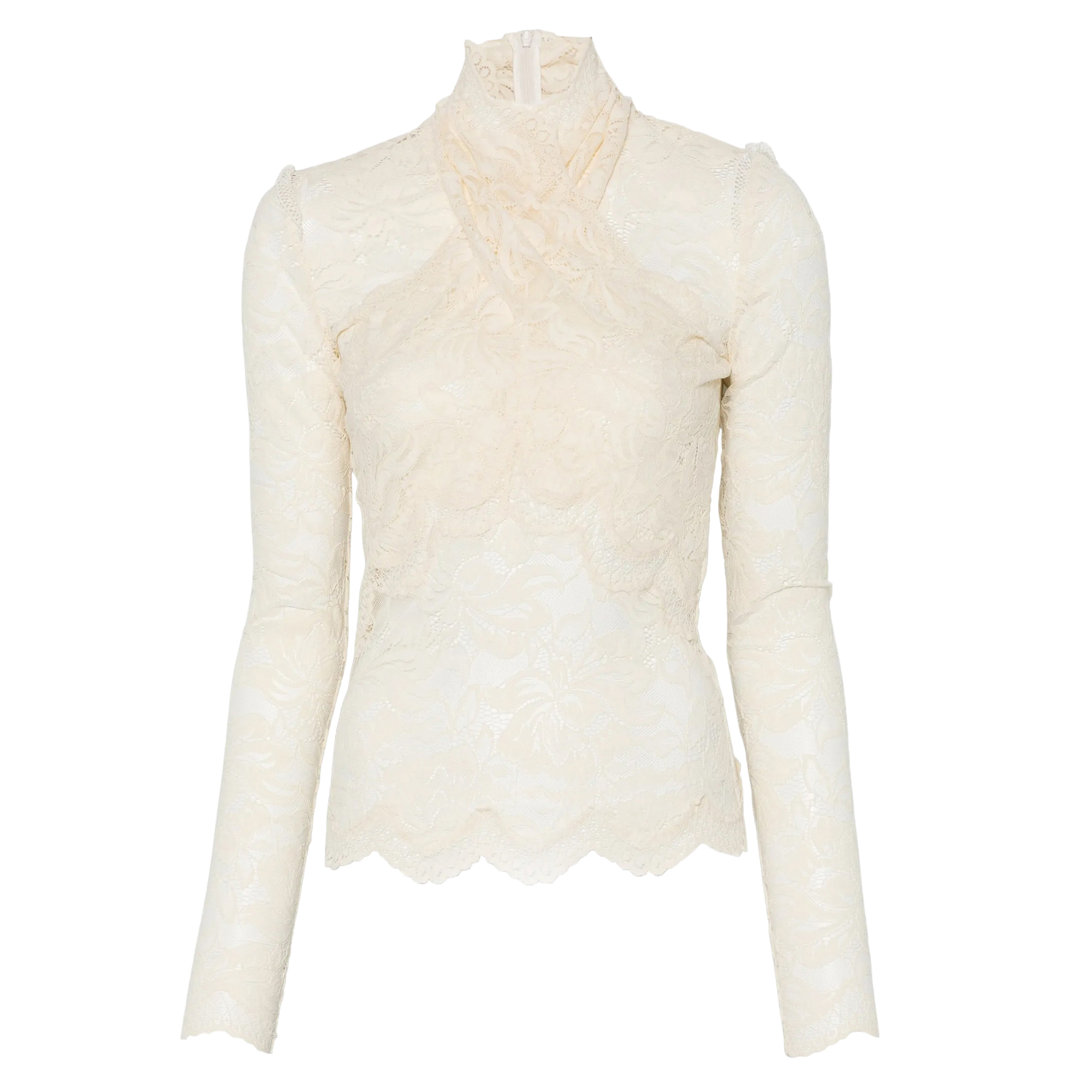 Long Sleeve Lace Turtleneck Top