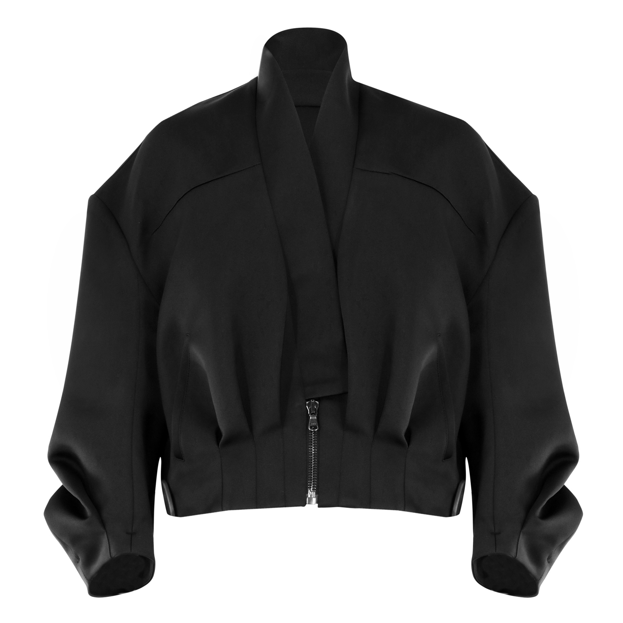 Sculpted Back Satin Bomber