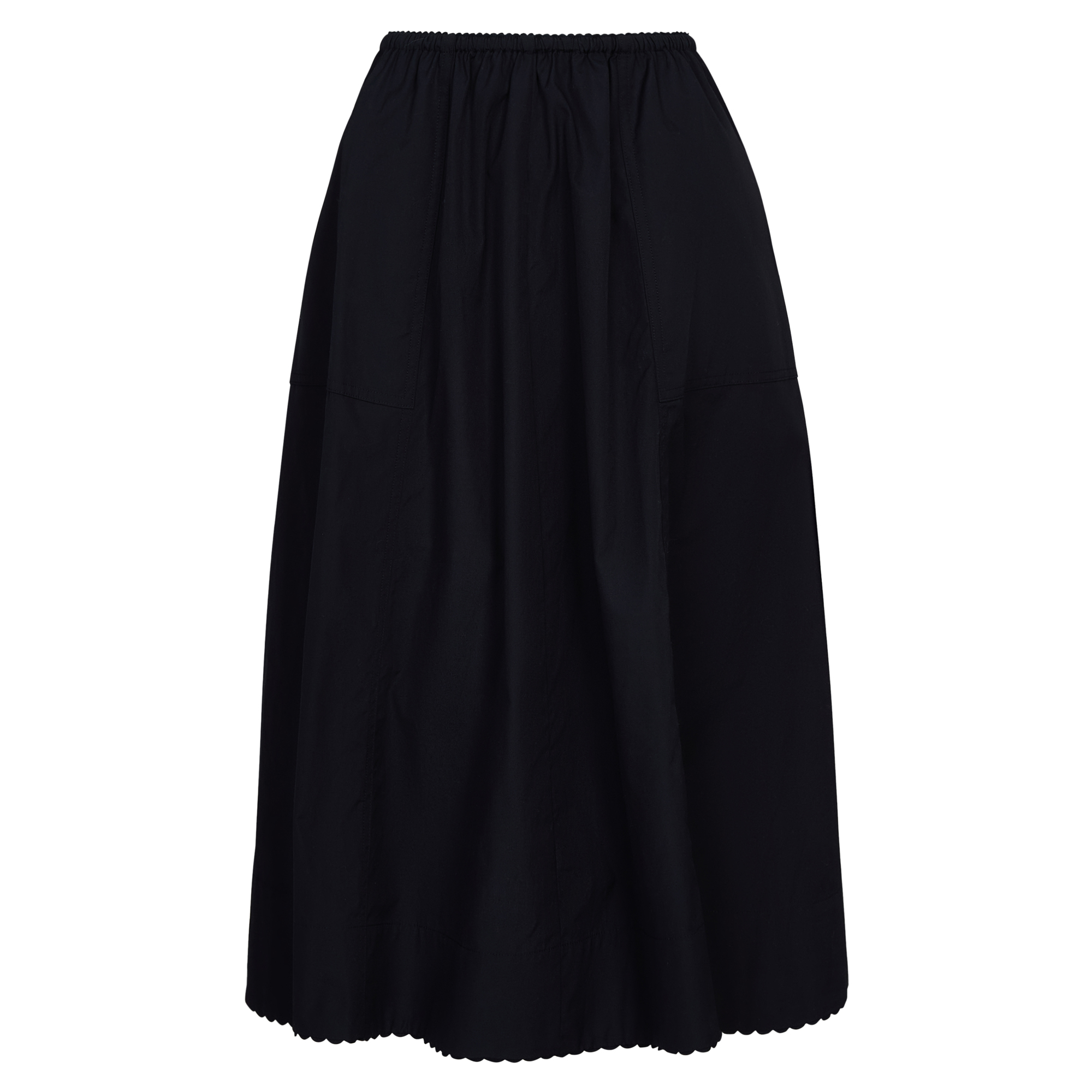 Scallop Detail Midi Skirt