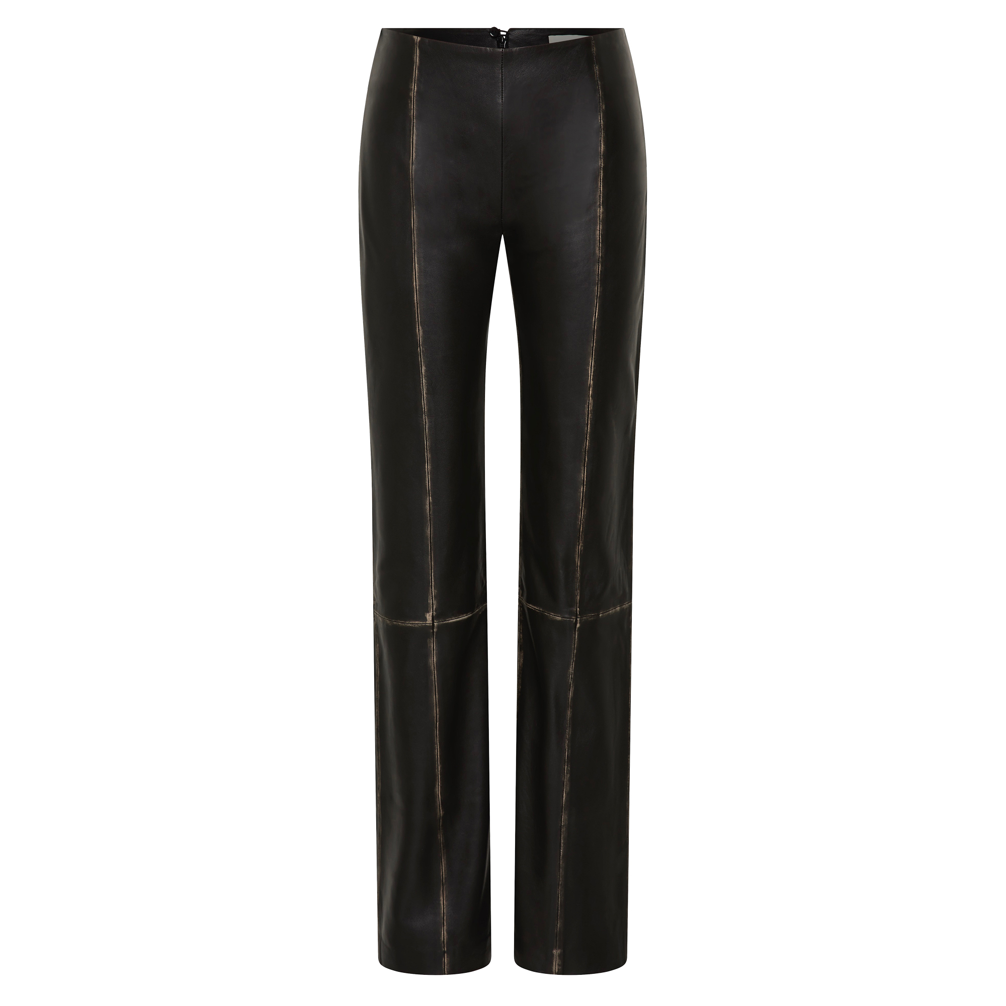 Low Rise Brushed Leather Straight-Leg Pants