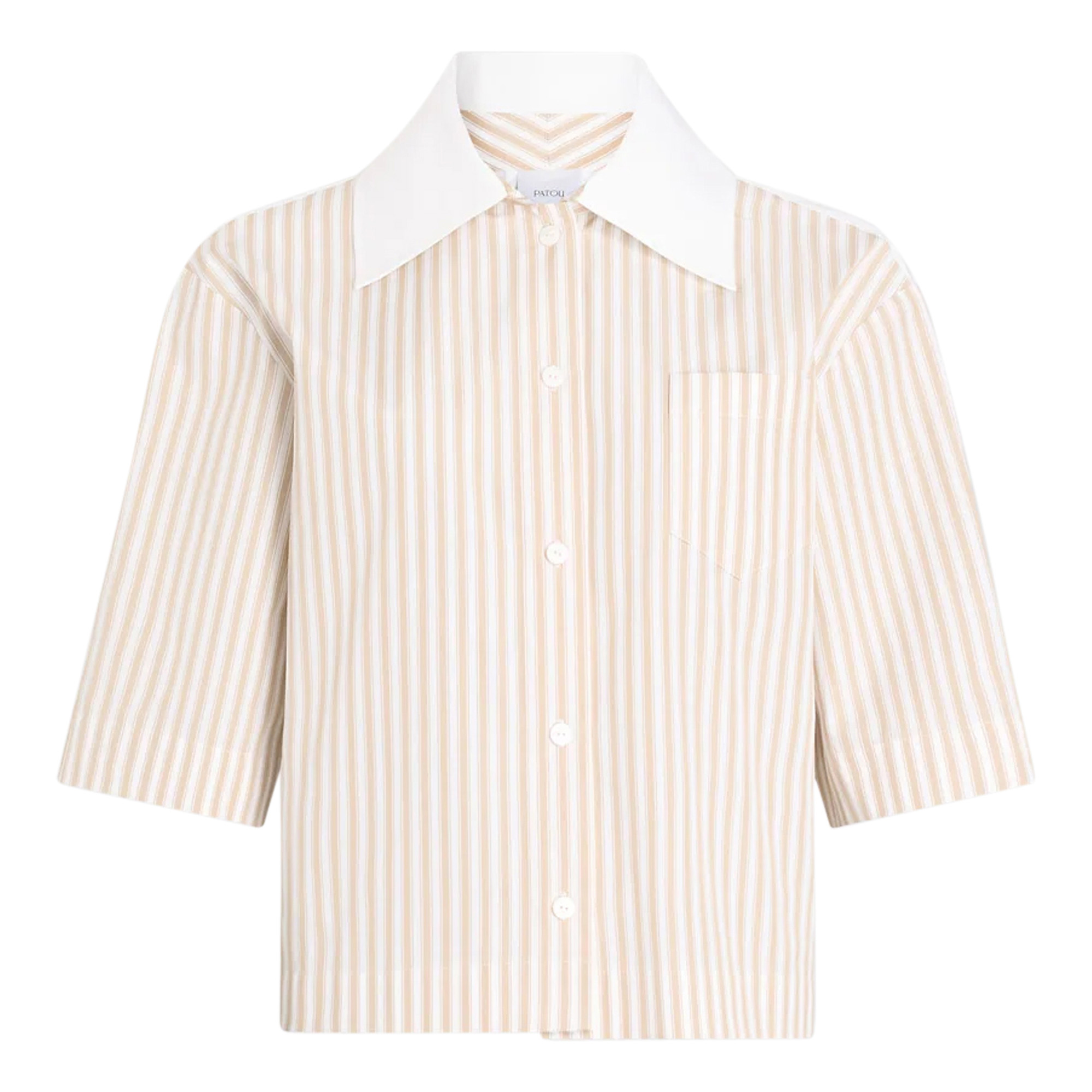 Short Sleeve Striped Contrast Button-Up Shirt