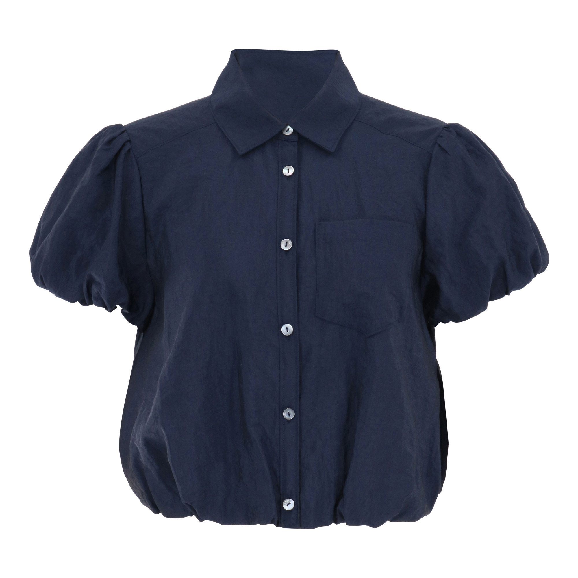 Allinae Short Sleeve Bubble Hem Crop Top