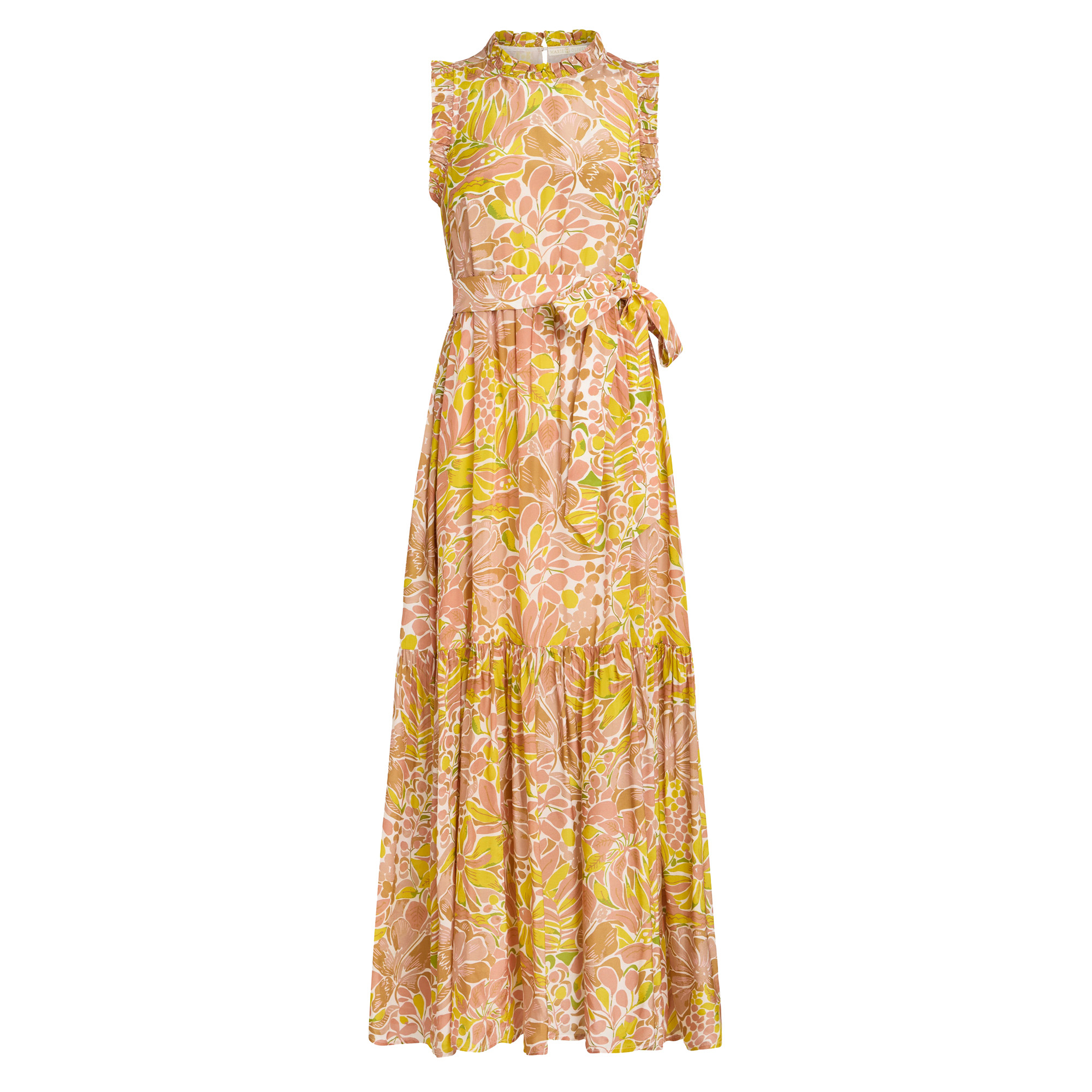 Alice Sleeveless Belted Tiered Maxi Dress