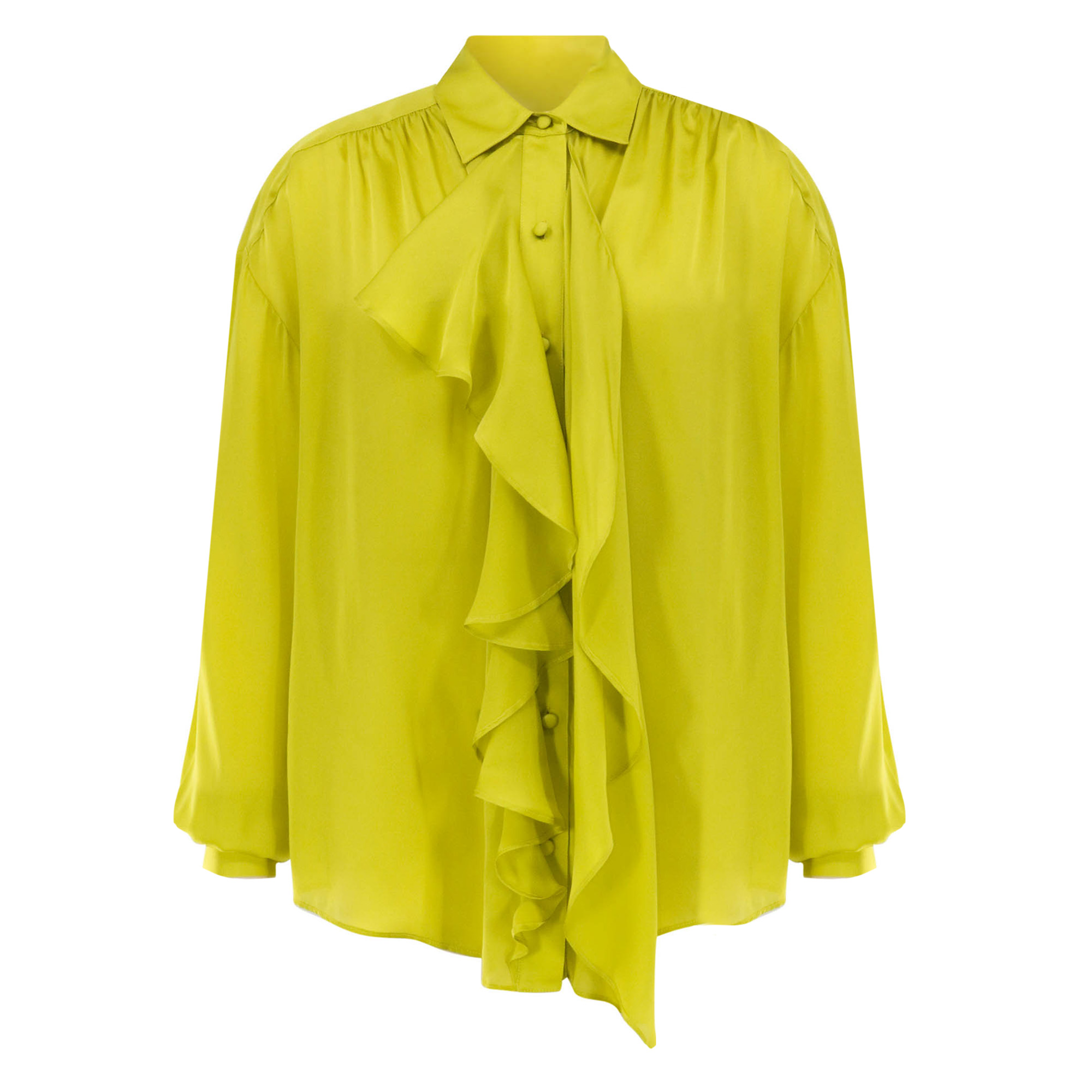 Gesture Long Sleeve Silk Ruffle Blouse
