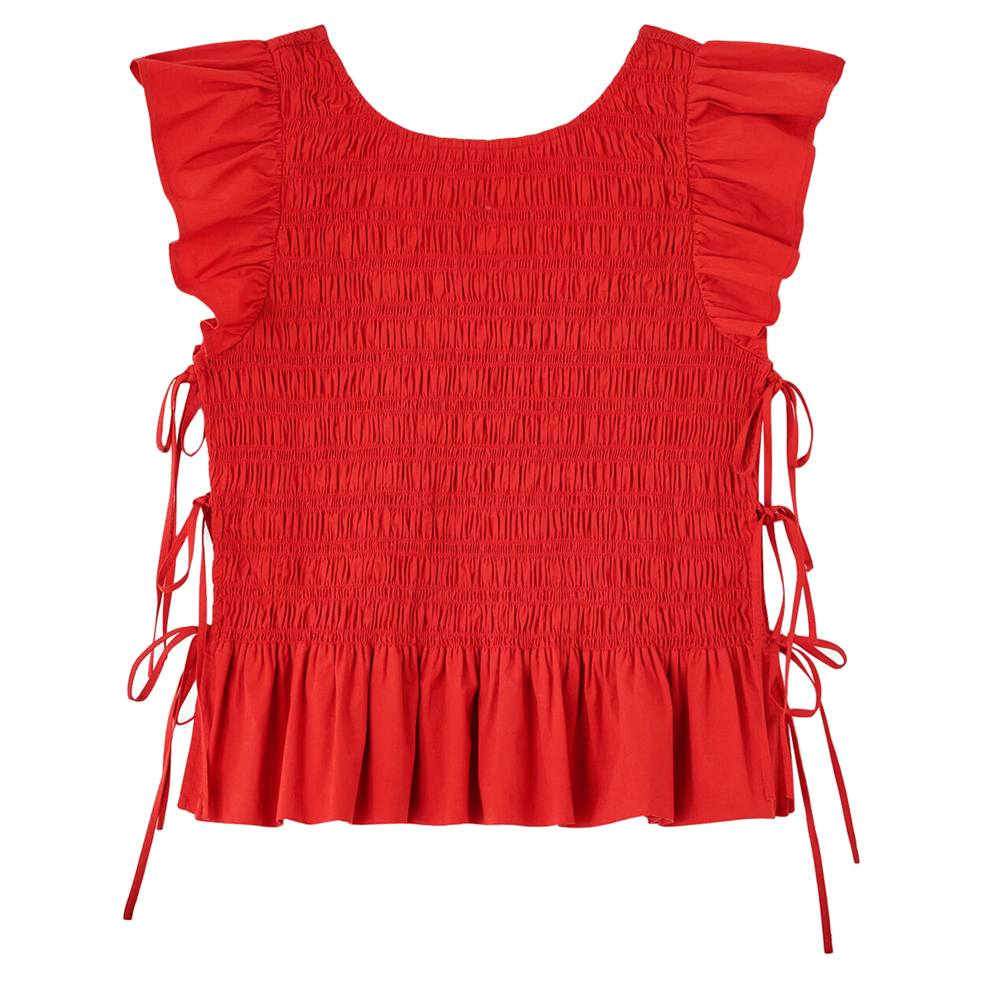 Angel Sleeve Smocked Cotton Top