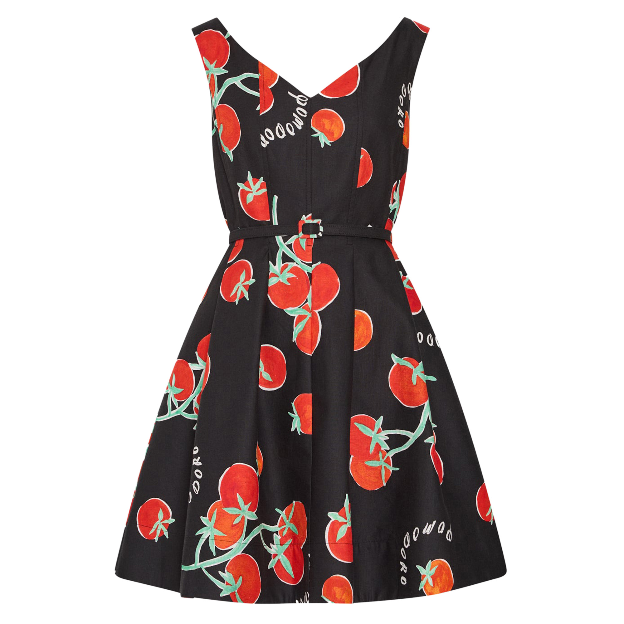 Peggy Tomato-Print Belted Mini Dress