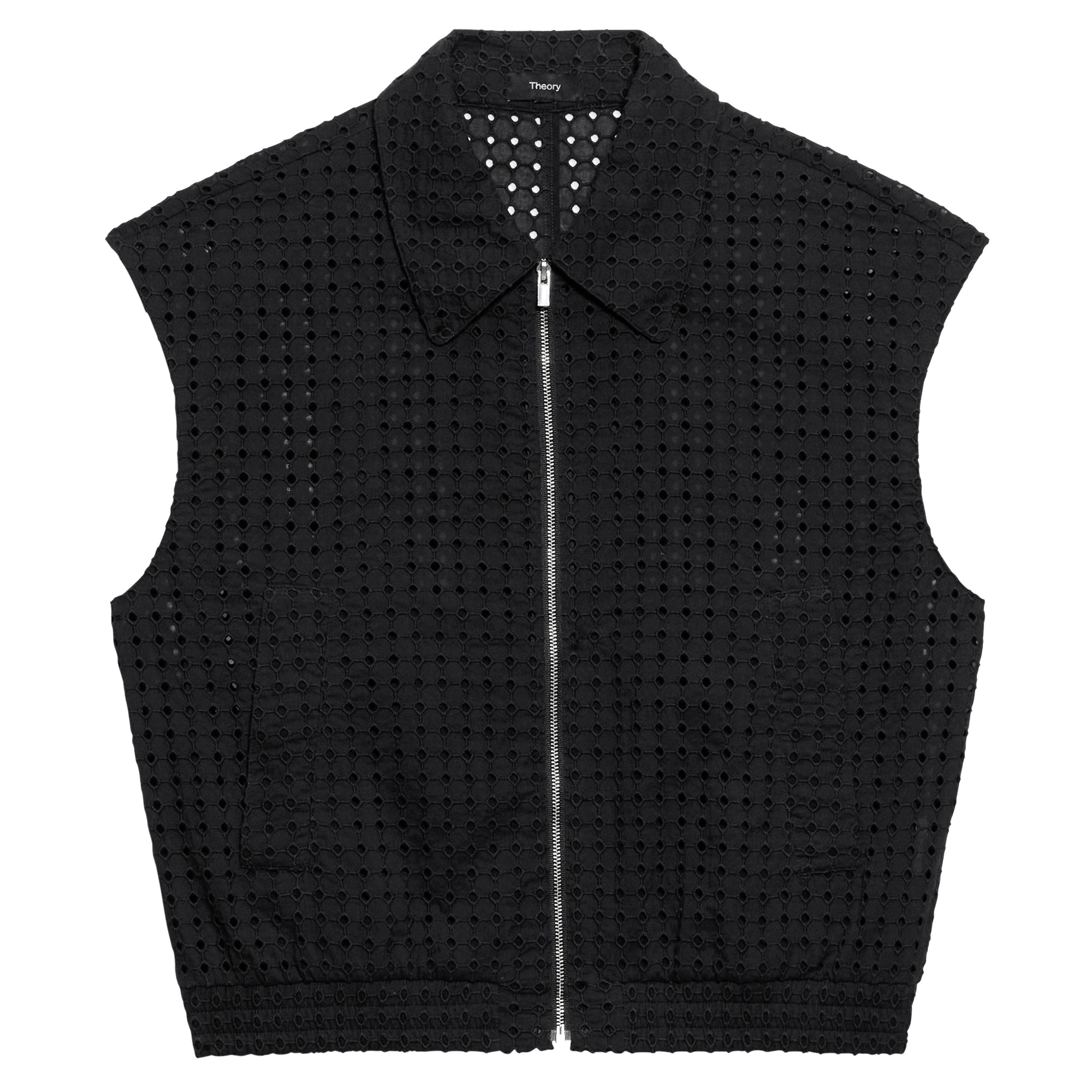 Eyelet-Embroidered Zip Vest