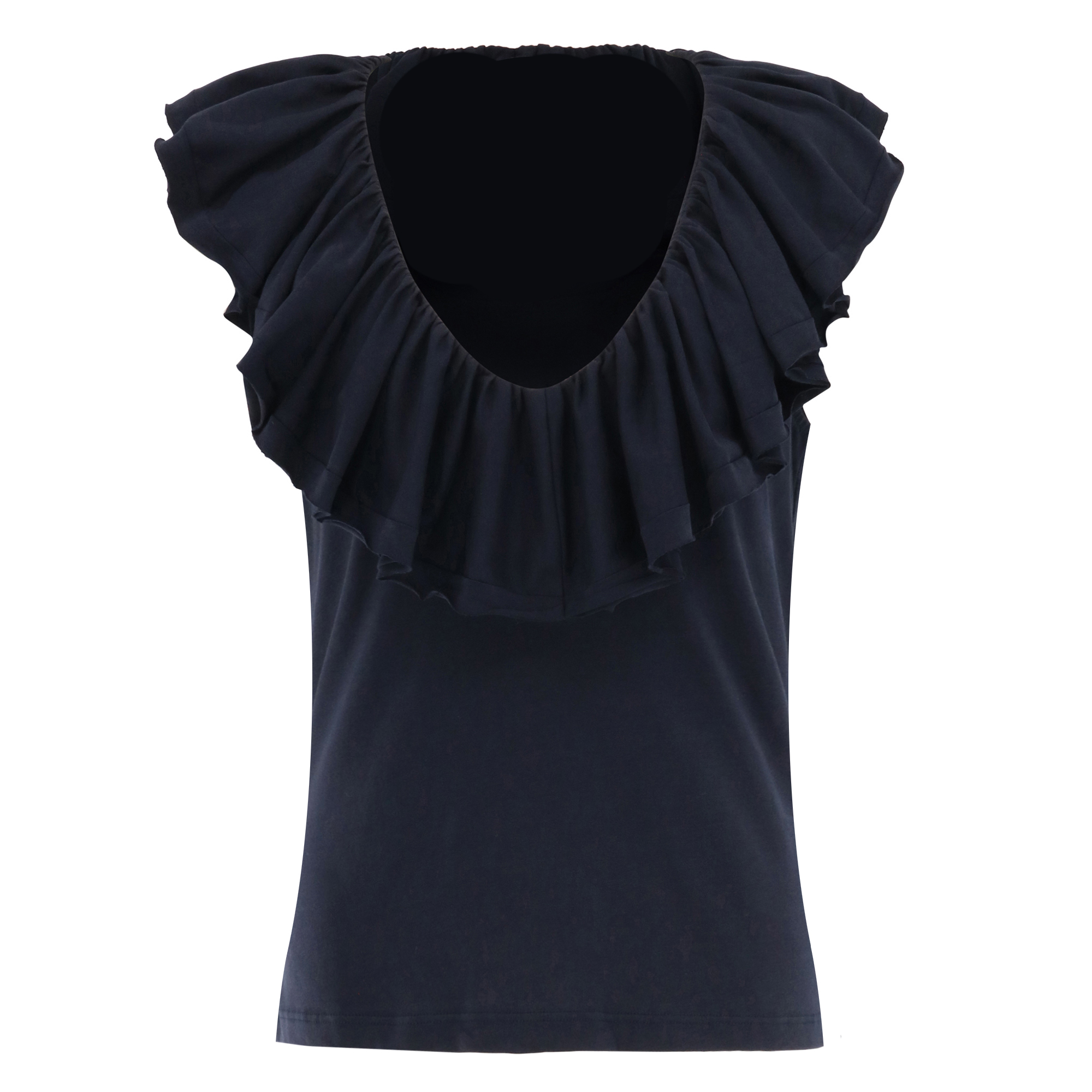 Elsie Sleeveless Ruffle Neck Cotton Top