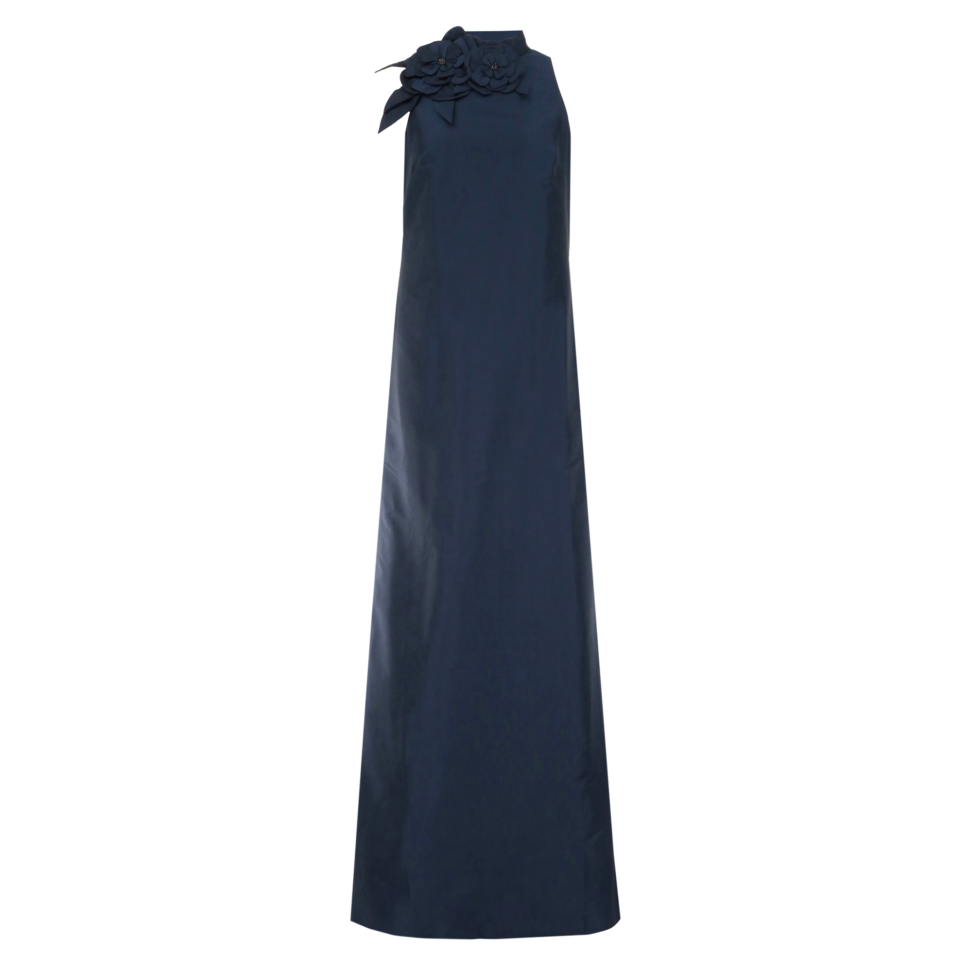 Taffeta Sleeveless Gown With Flowers