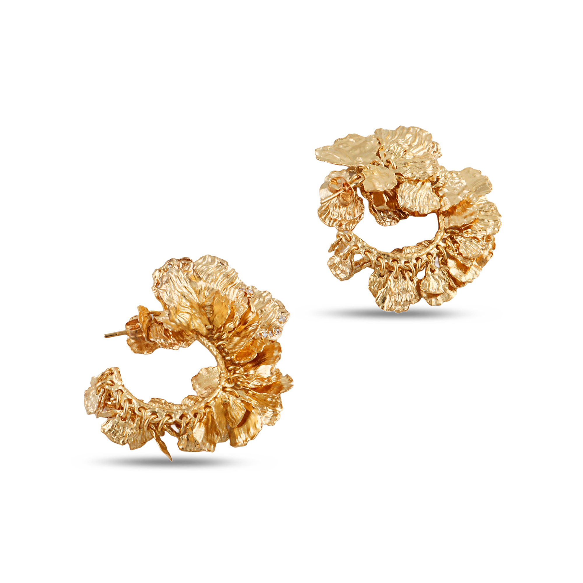 Dangling Mini Petals Hoop Earrings