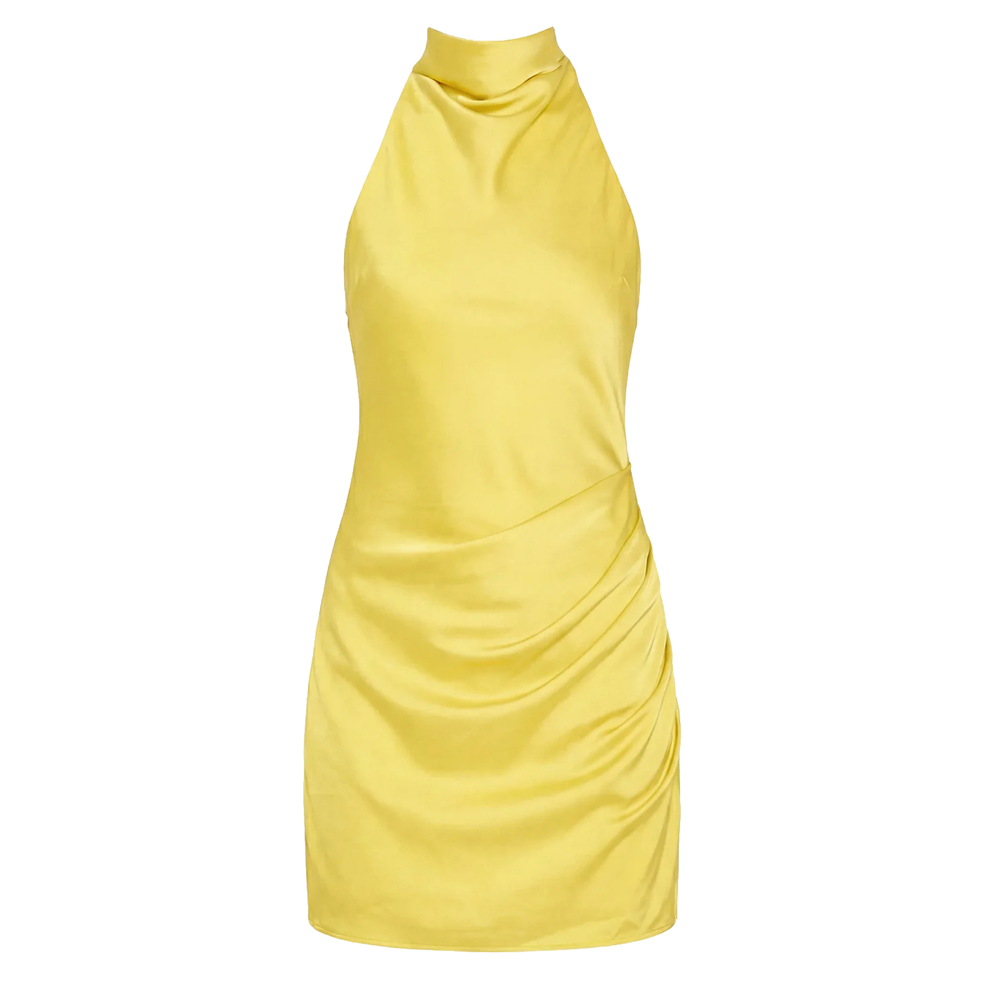 Chantel High Cowl Neck Satin Mini Dress