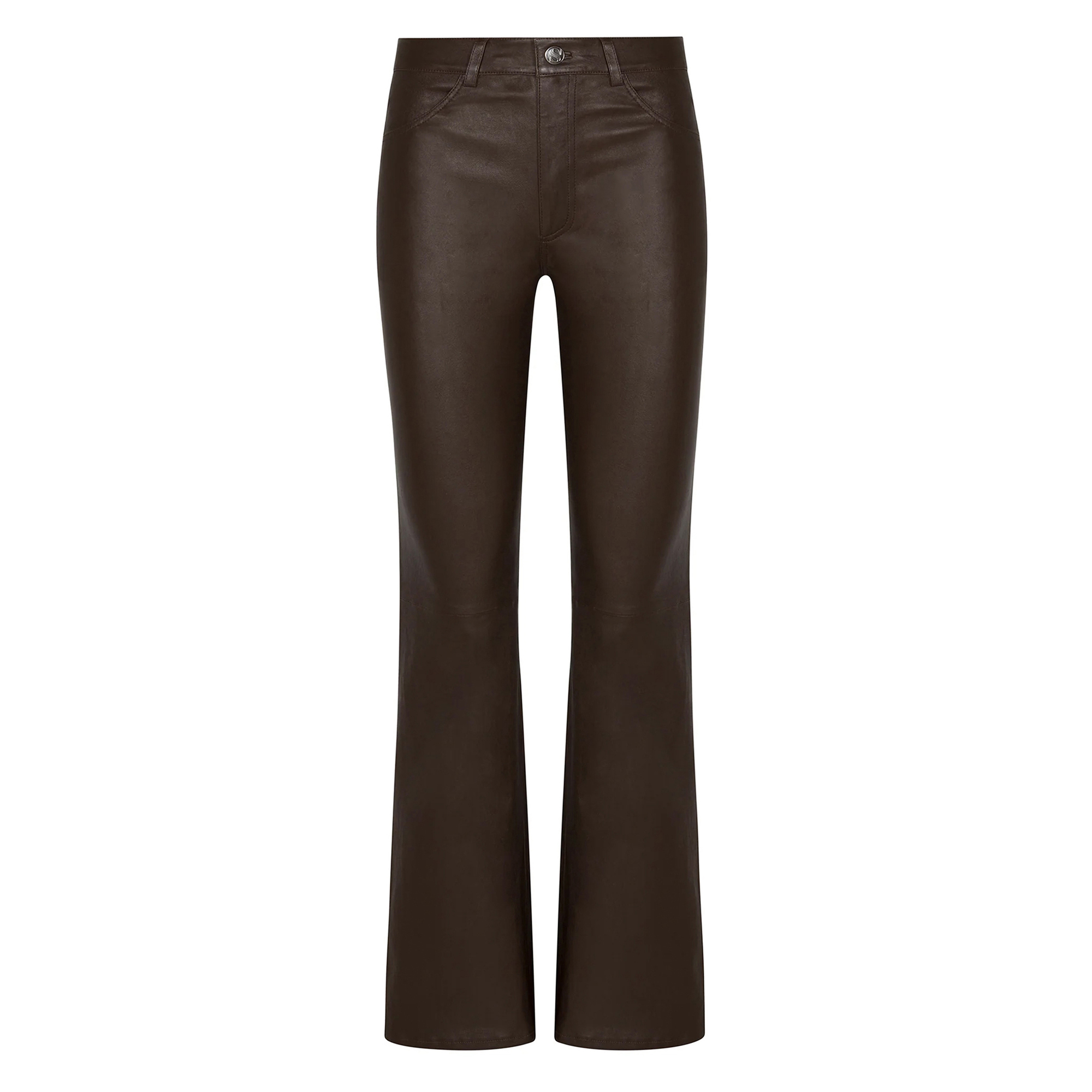 Five Pocket Micro Flare Leather Pants