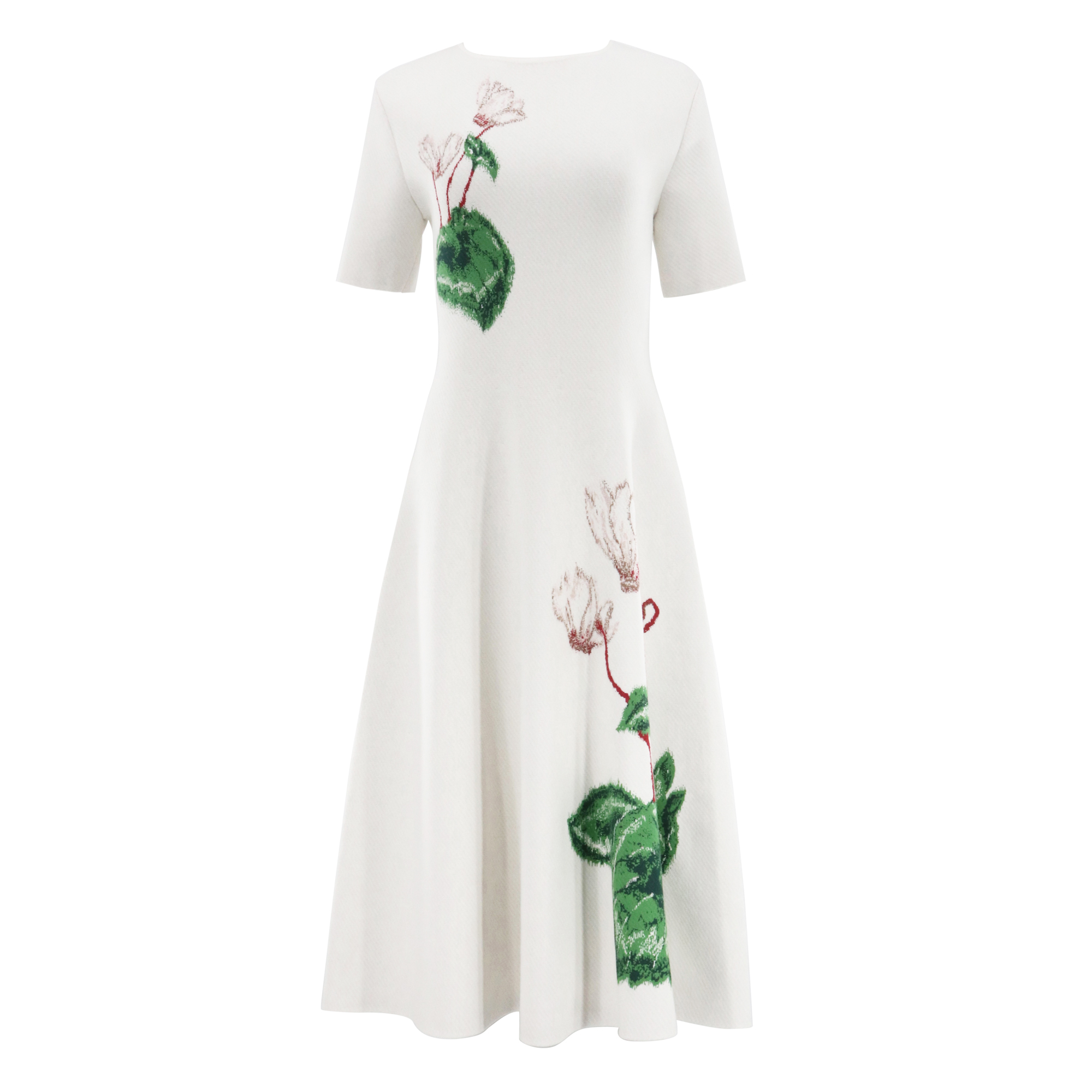 Cyclamen Short-Sleeve Midi Dress