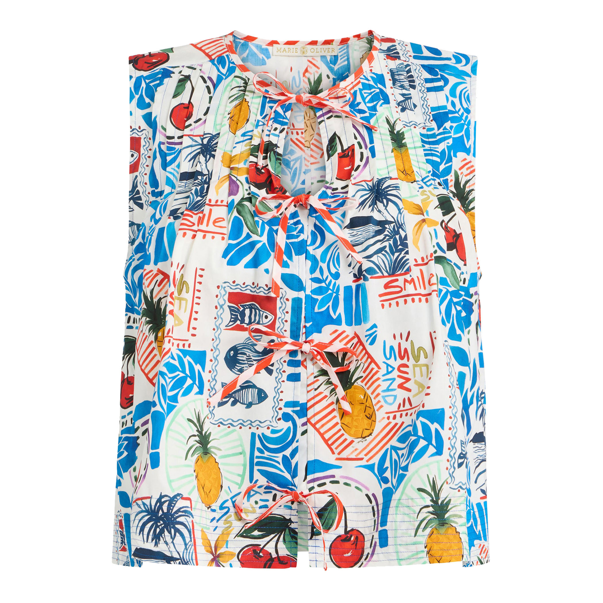Romina Sleeveless Tie Front A-Line Top