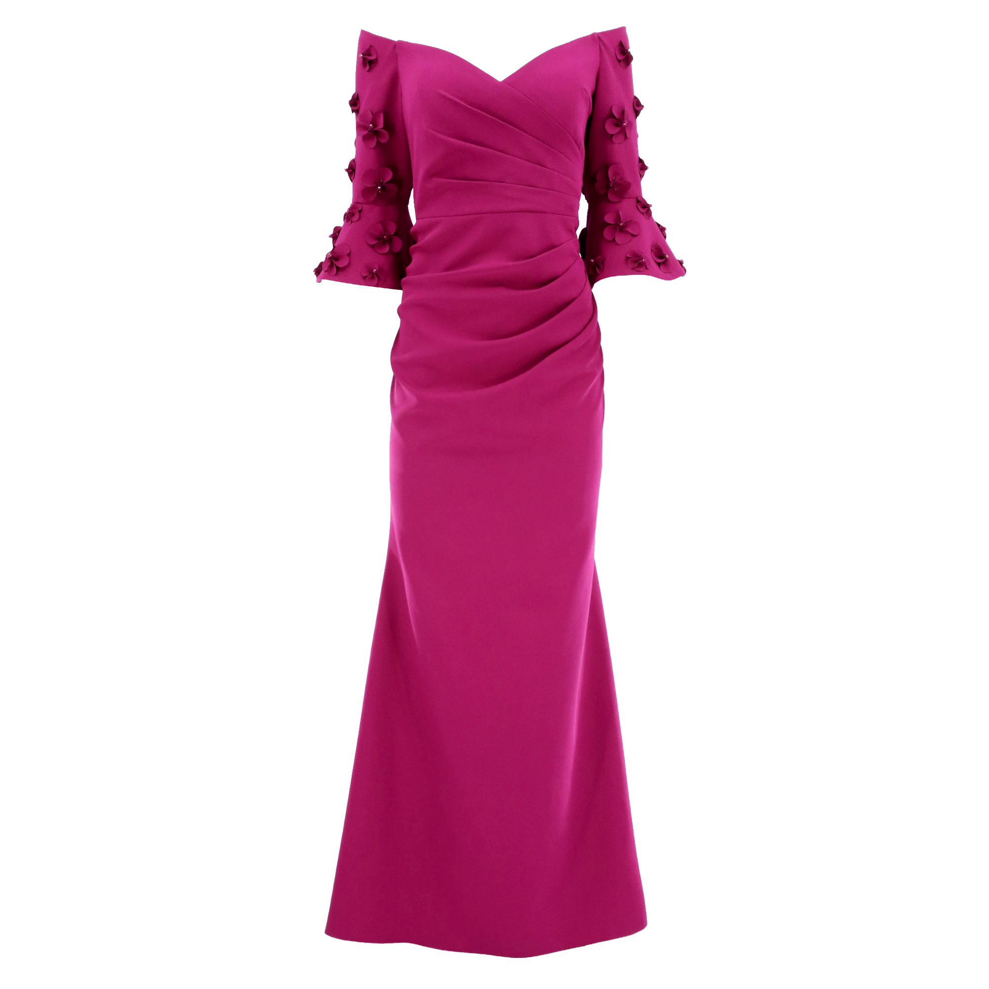 Draped Gown With Sleeve Embellishment