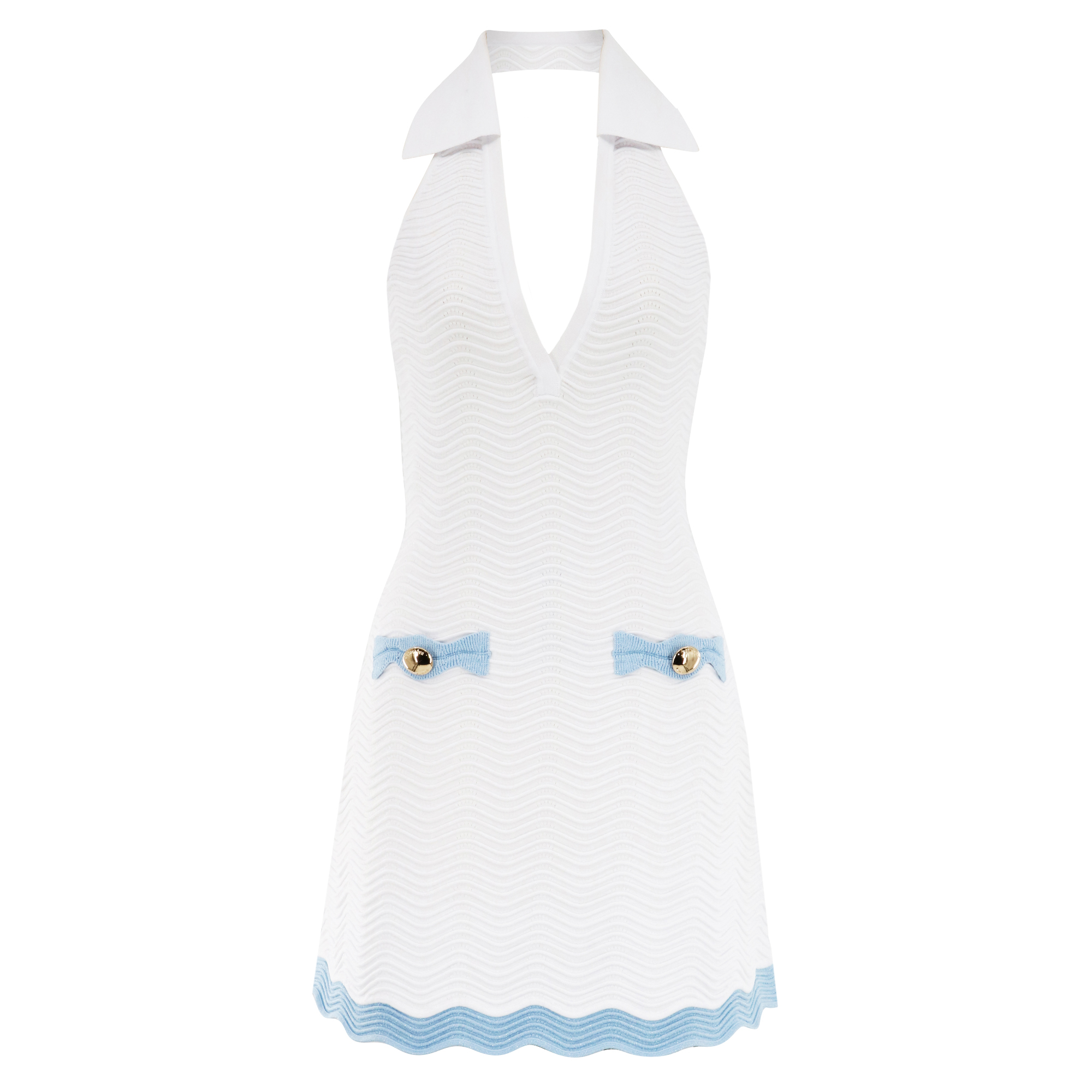 Dorianne Sleeveless Collared Metallic Rib Knit Mini Dress