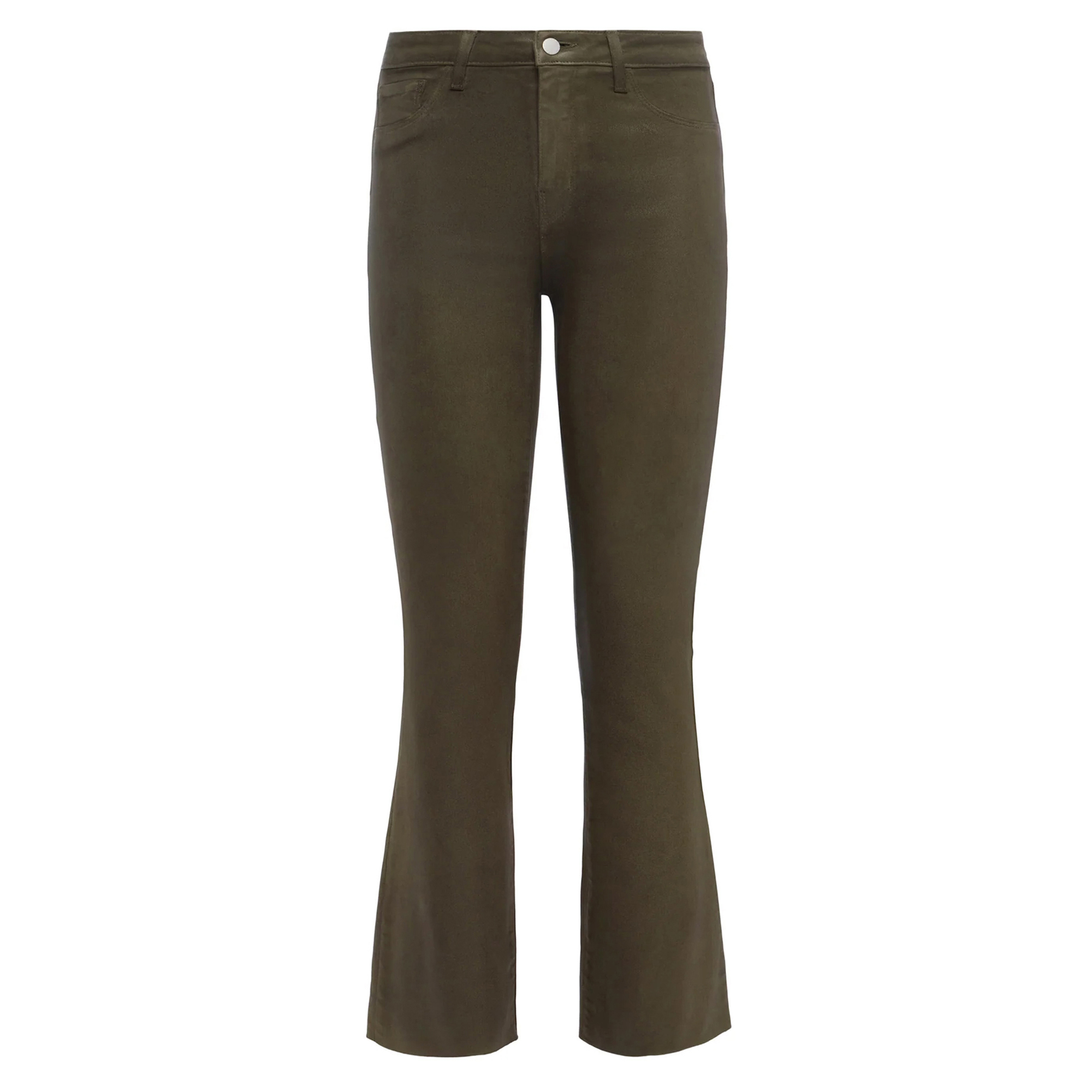 Kendra High Rise Crop Flare Coated Jean